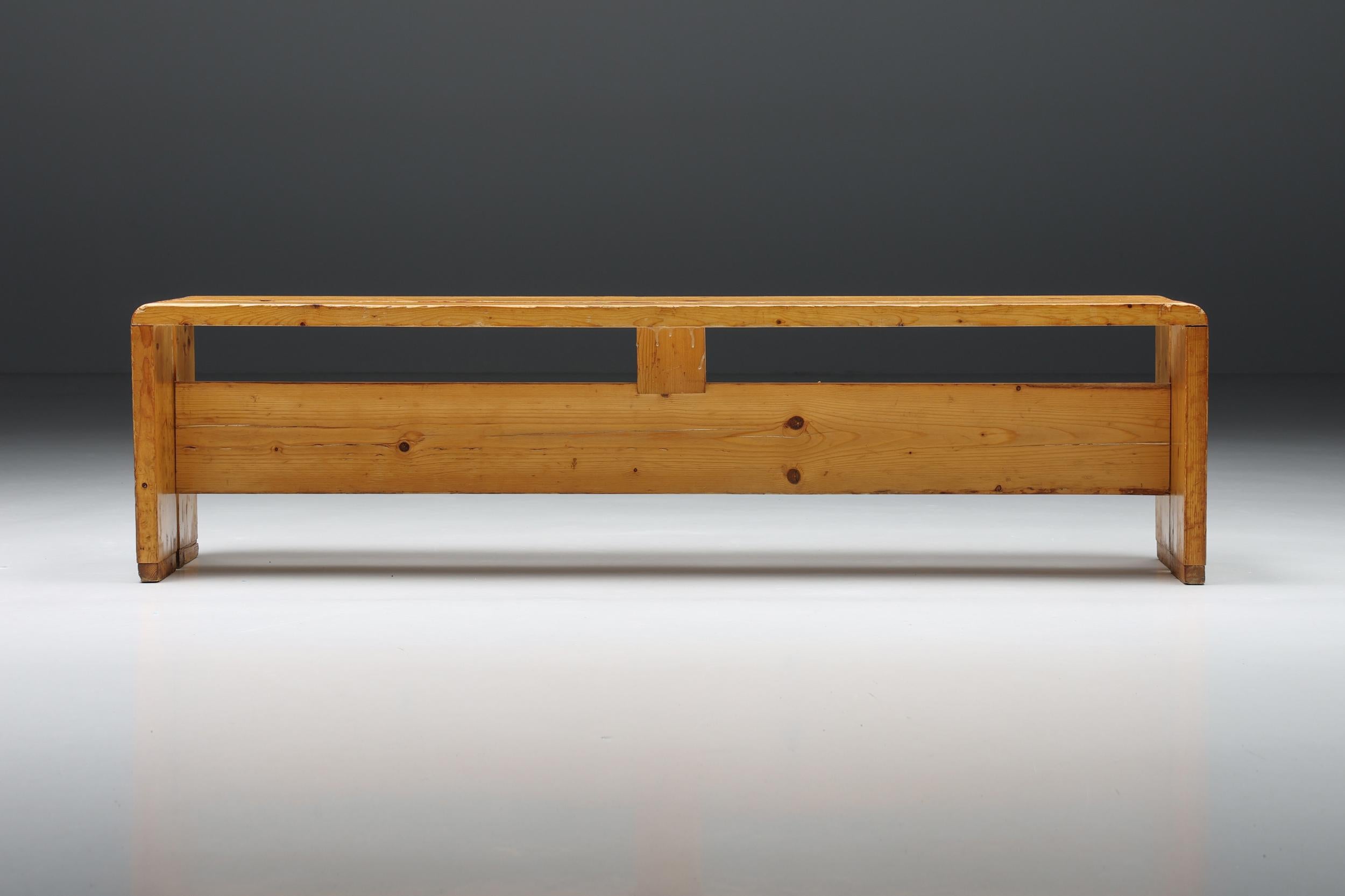 Mid-20th Century Charlotte Perriand Les Arcs Bench, France, 1960s