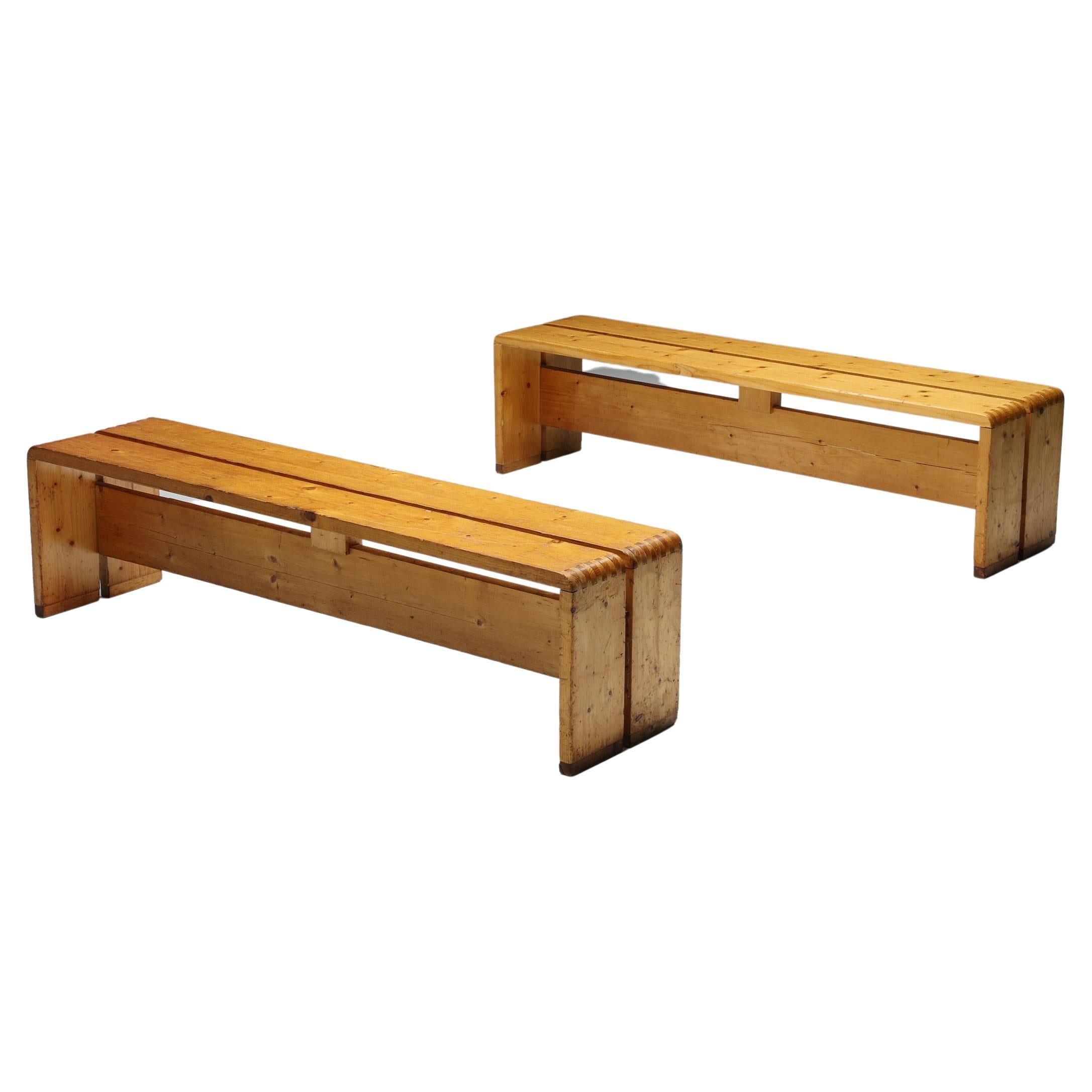 Charlotte Perriand Les Arcs Two-Person Bench, Mid-Century Modern, 1960's
