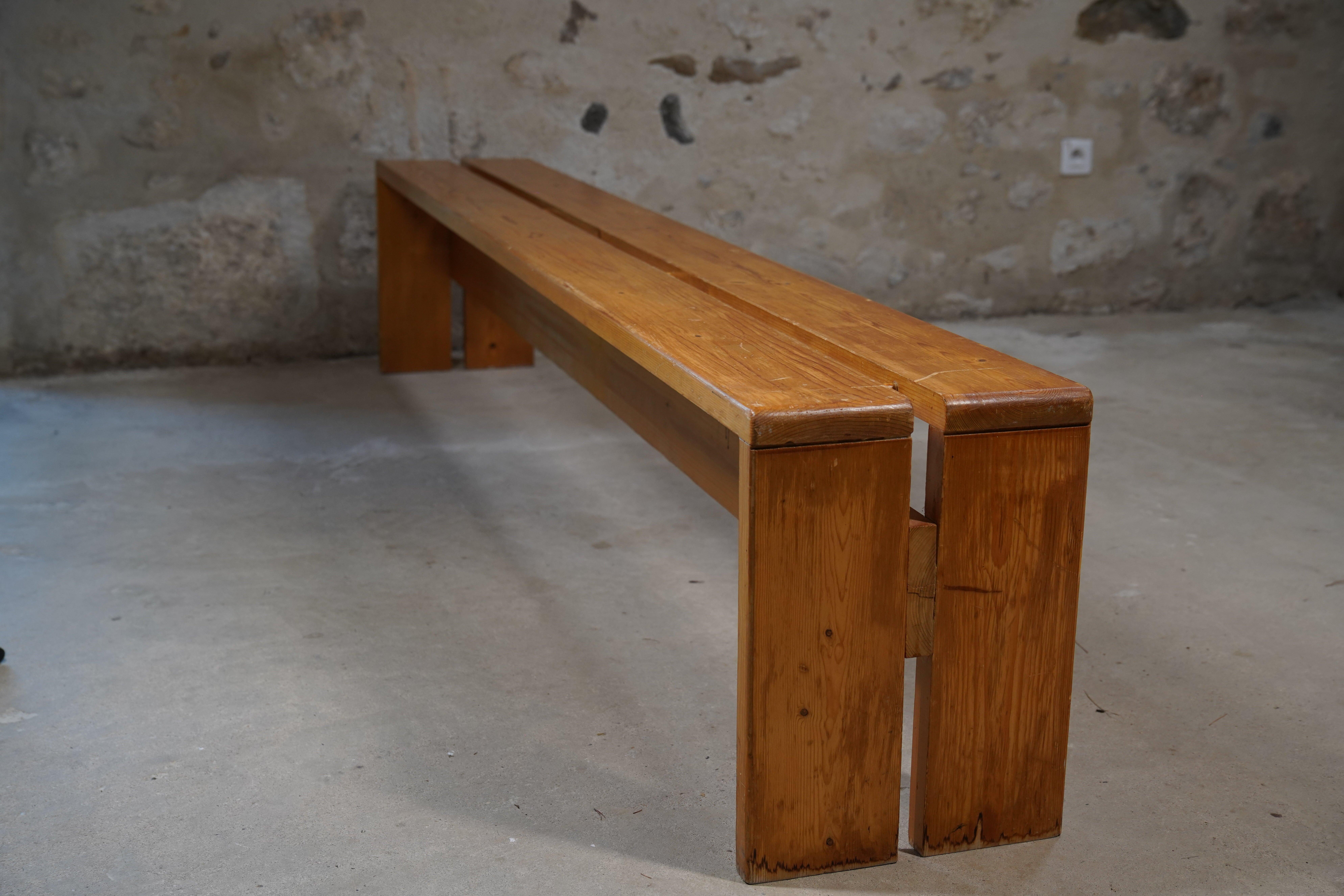 Mid-Century Modern  Charlotte Perriand Long bench from Les Arcs, France,  1970 For Sale