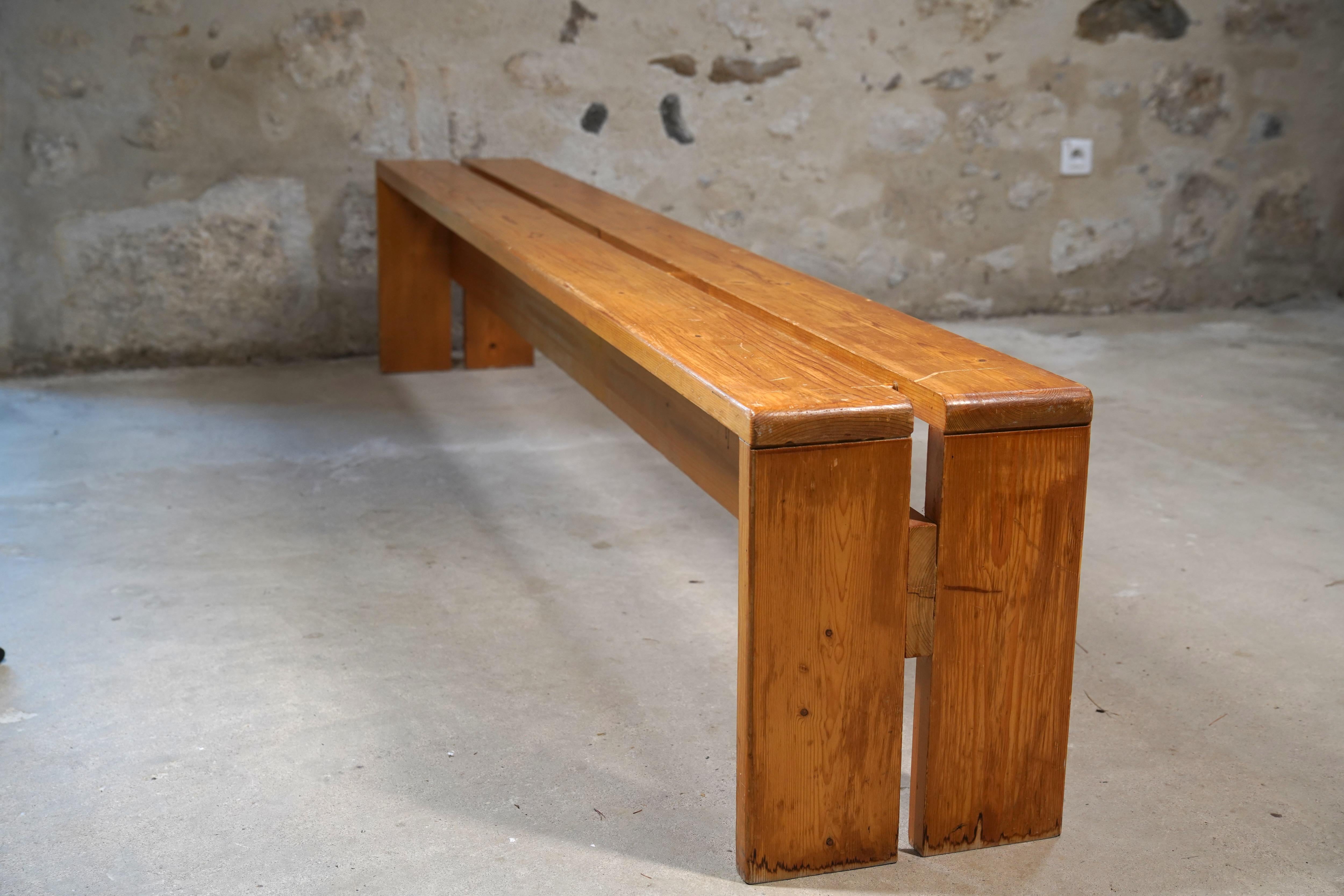 Mid-Century Modern Charlotte Perriand Long Bench from Les Arcs, France circa 1968 For Sale