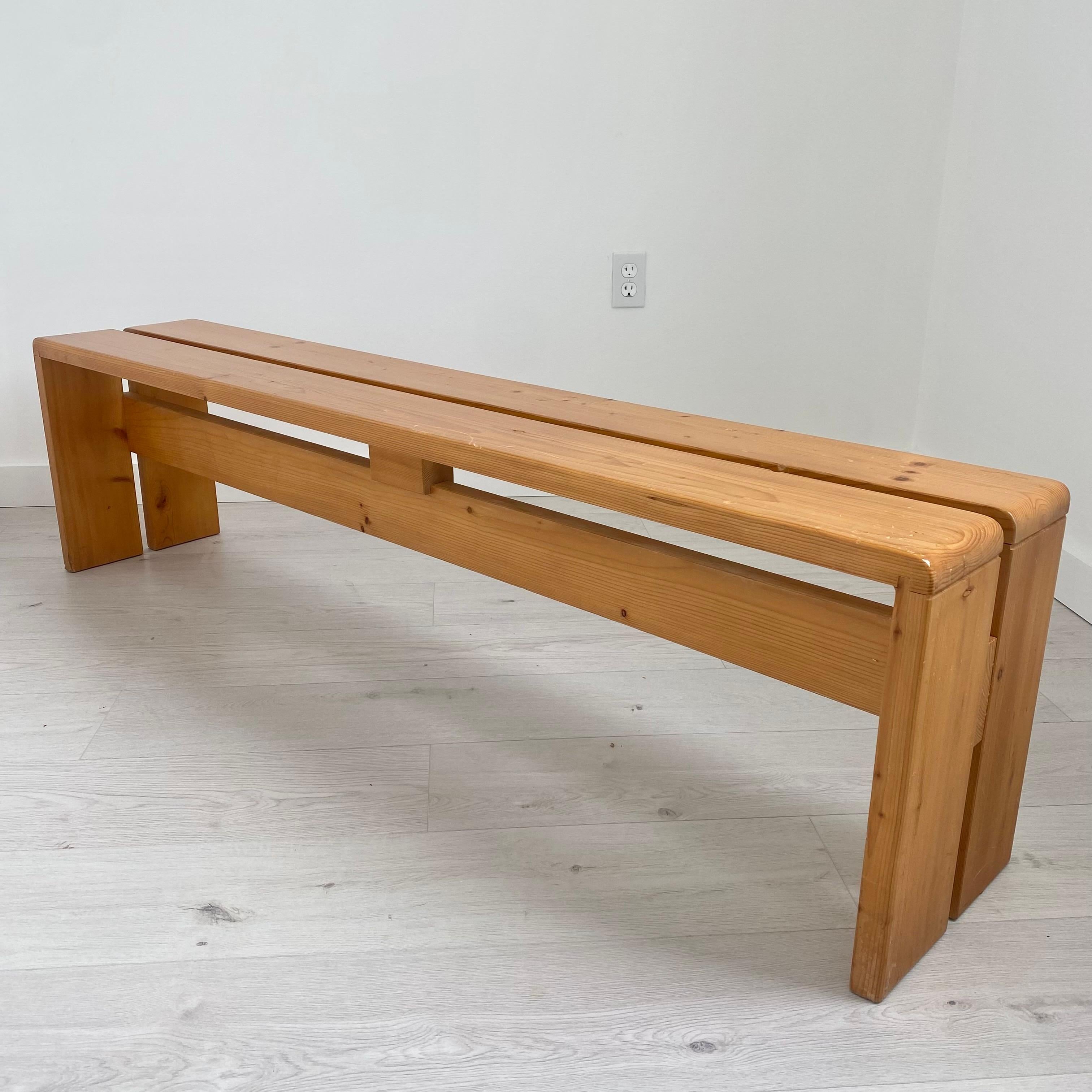 Charlotte Perriand Long Pine Bench for Les Arcs, 1970s France For Sale 5