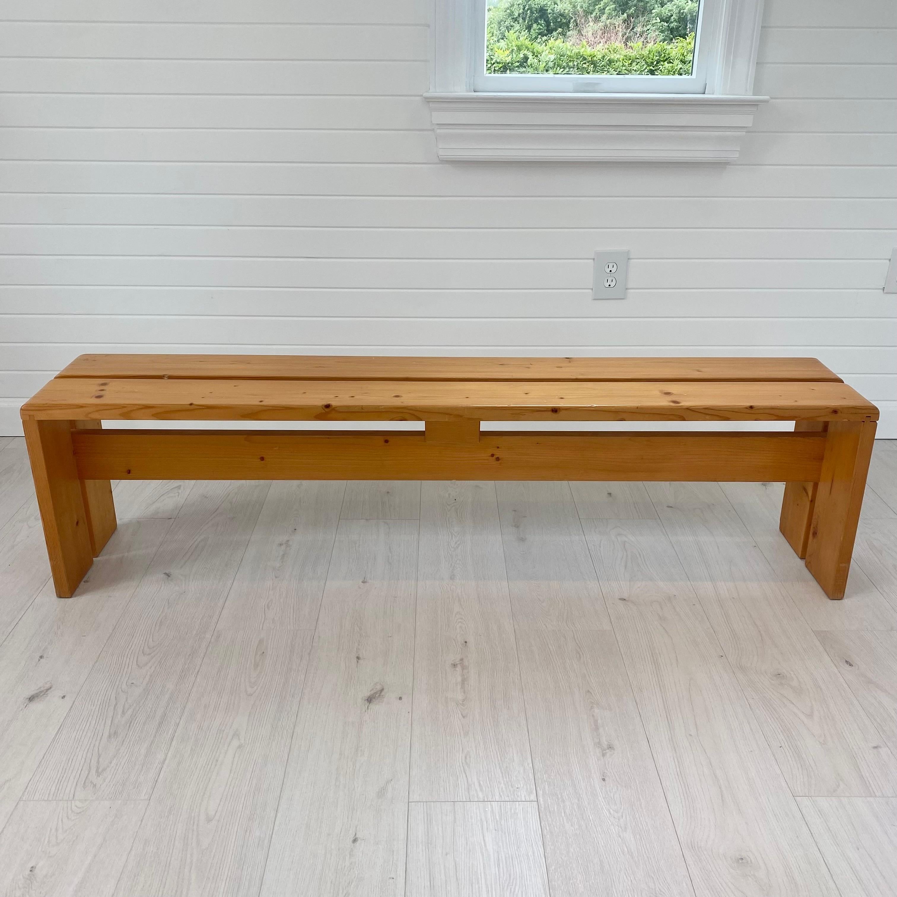 Charlotte Perriand Long Pine Bench for Les Arcs, 1970s France For Sale 13