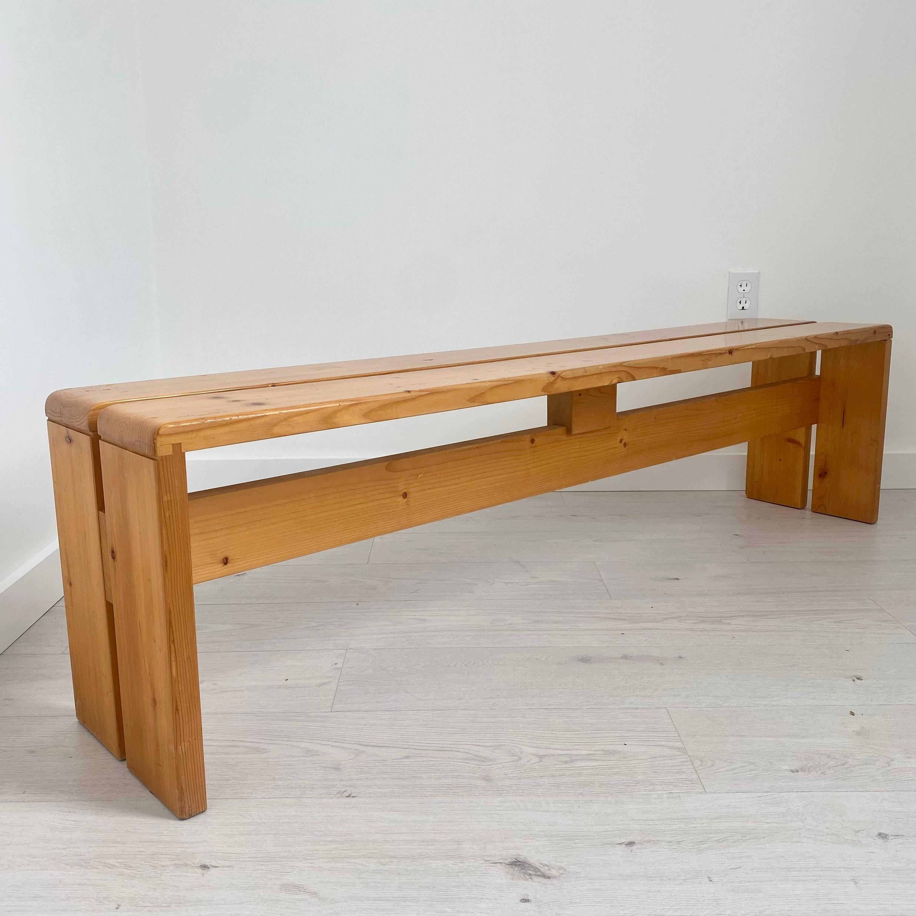 Charlotte Perriand Long Pine Bench for Les Arcs, 1970s France For Sale 2