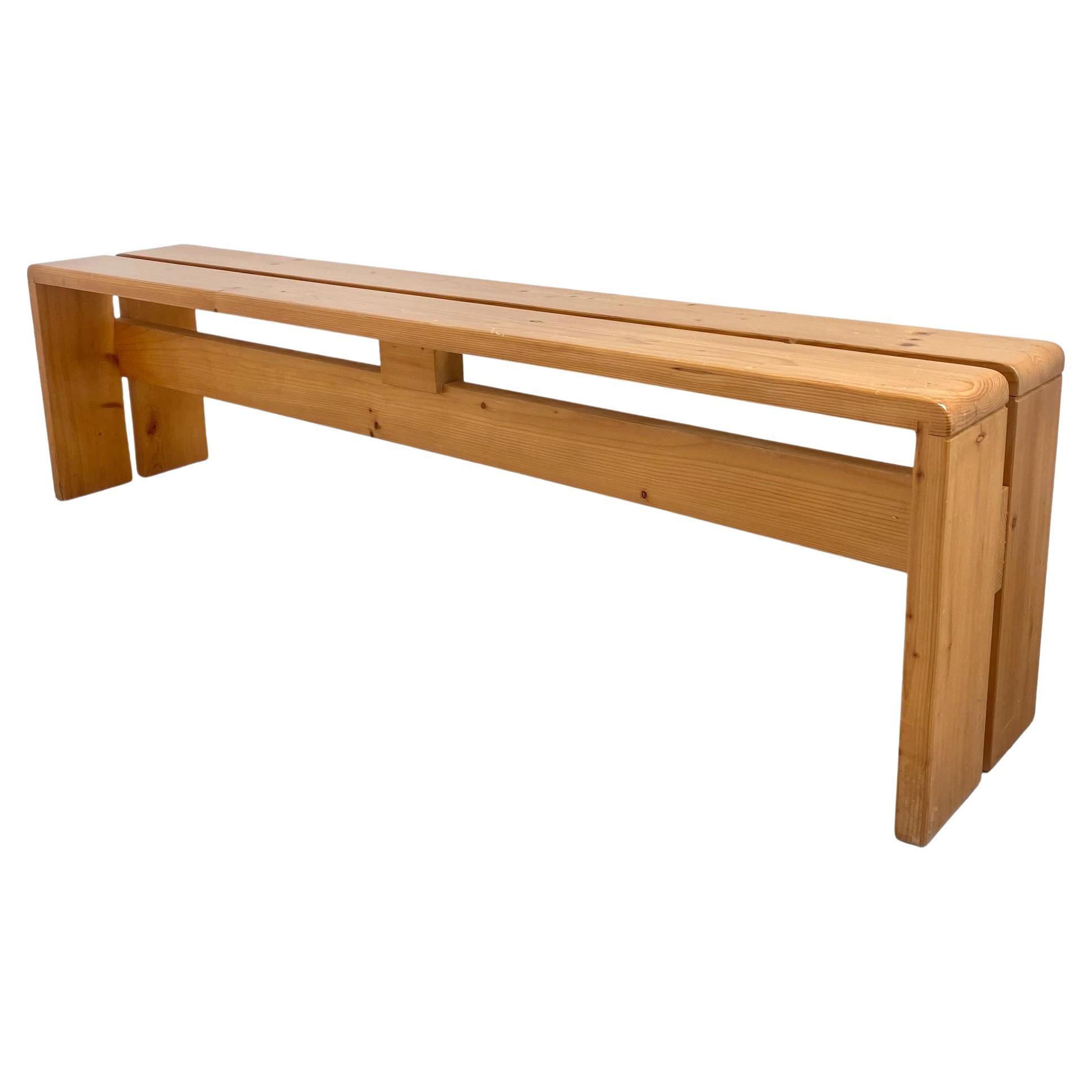 Charlotte Perriand Long Pine Bench for Les Arcs, 1970s France For Sale