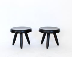 Charlotte Perriand Low Tabourets or Stools Model Berger c1955 Stained Black