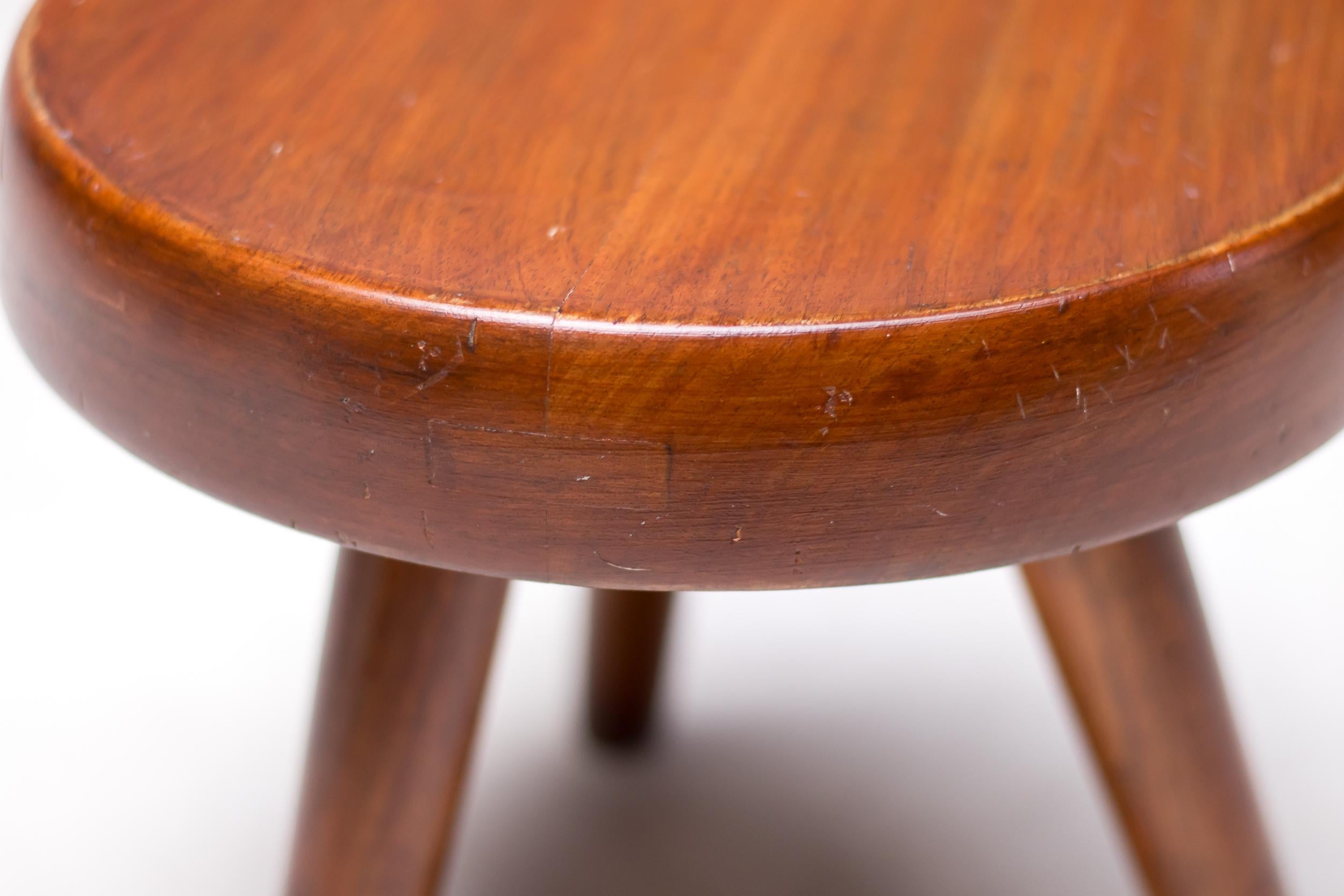 Mid-Century Modern Charlotte Perriand Mahogany Berger Stool For Sale