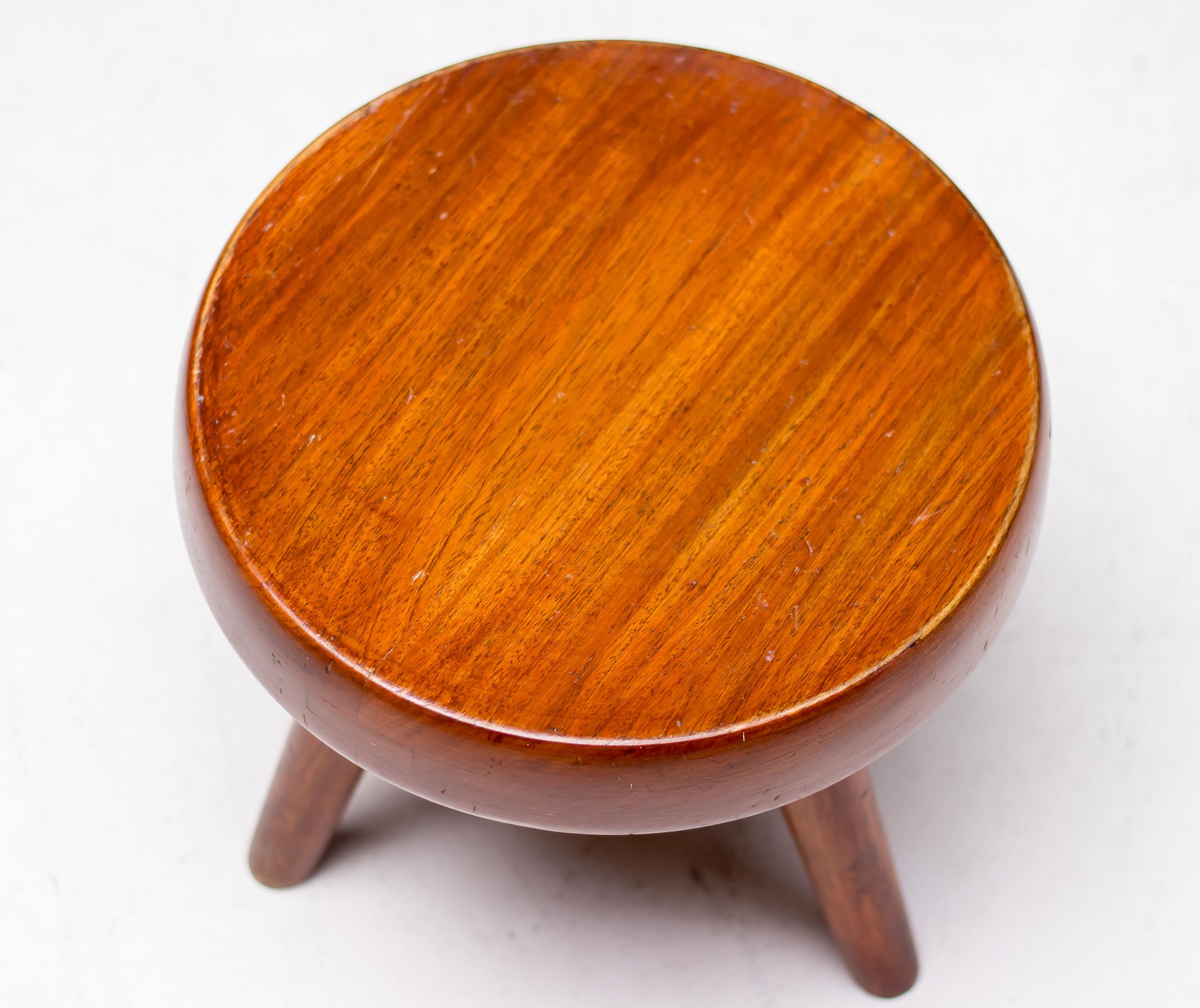 Stained Charlotte Perriand Mahogany Berger Stool For Sale
