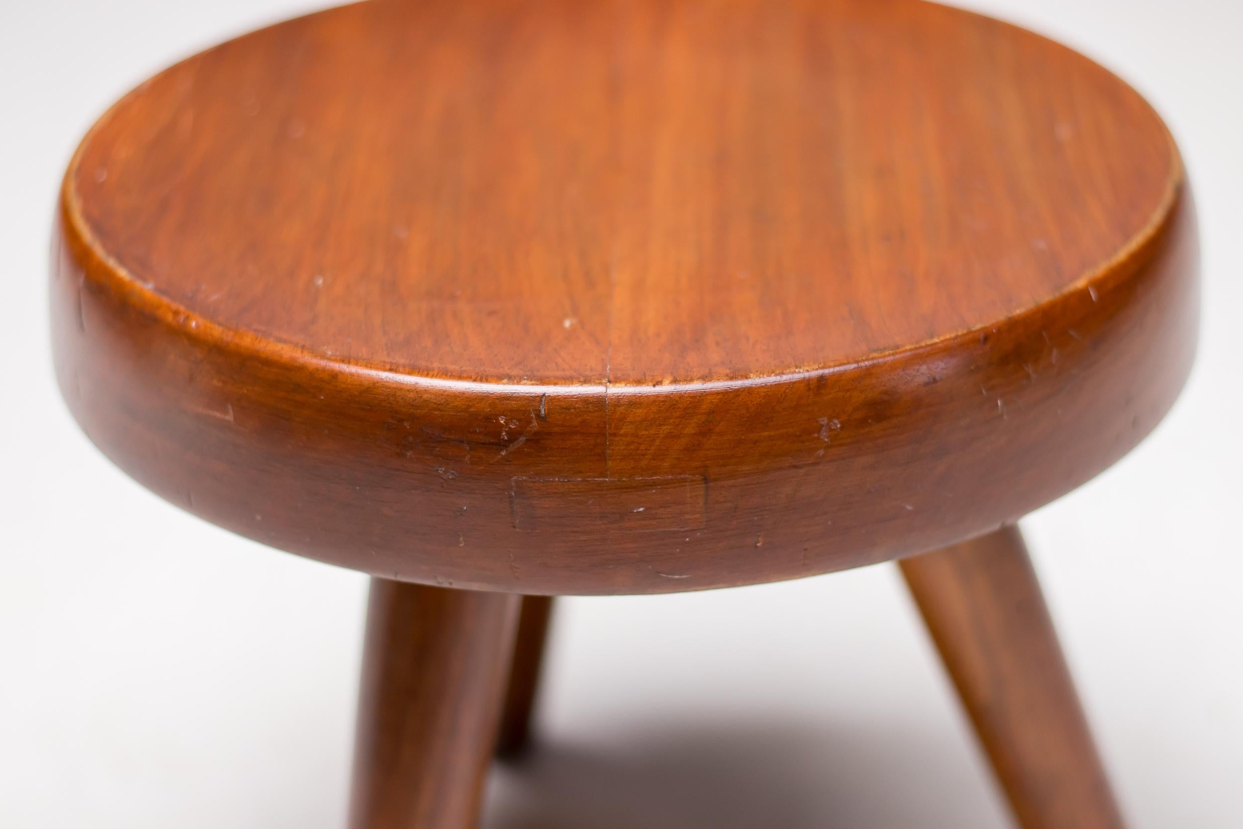 20th Century Charlotte Perriand Mahogany Berger Stool For Sale