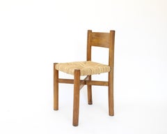 Charlotte Perriand Meribel Oak and Rush Dining Chair Les Arcs