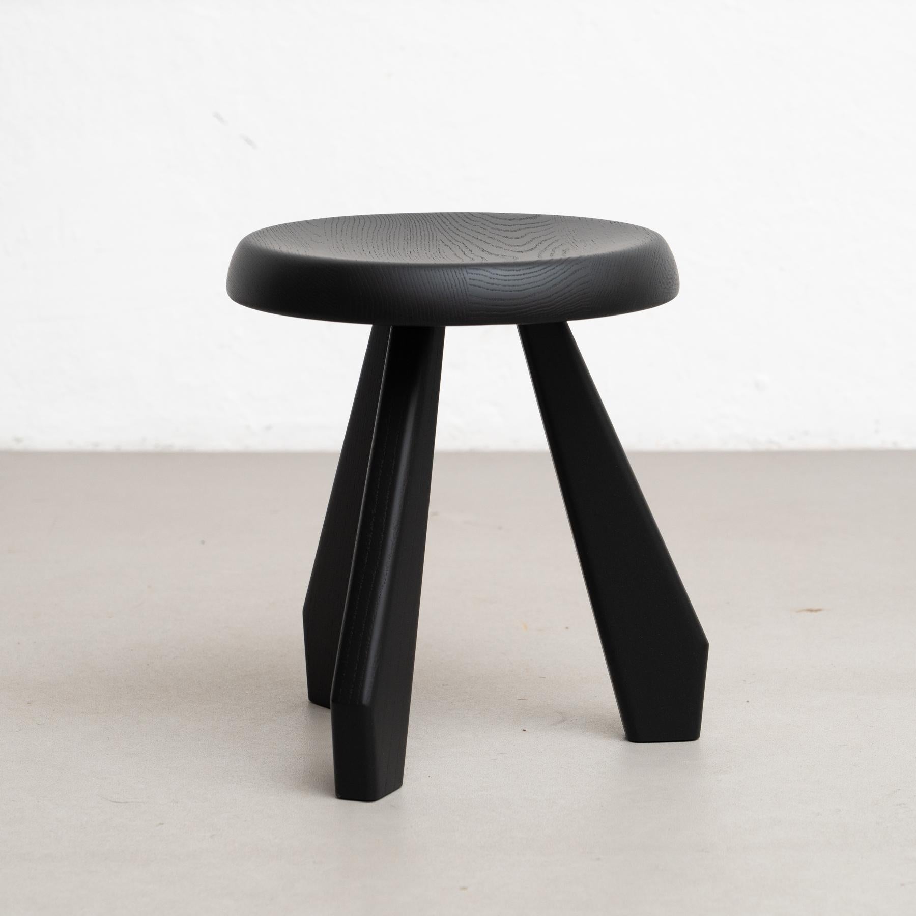 Mid-Century Modern Charlotte Perriand Tabouret noir Meribel pour Cassina en vente