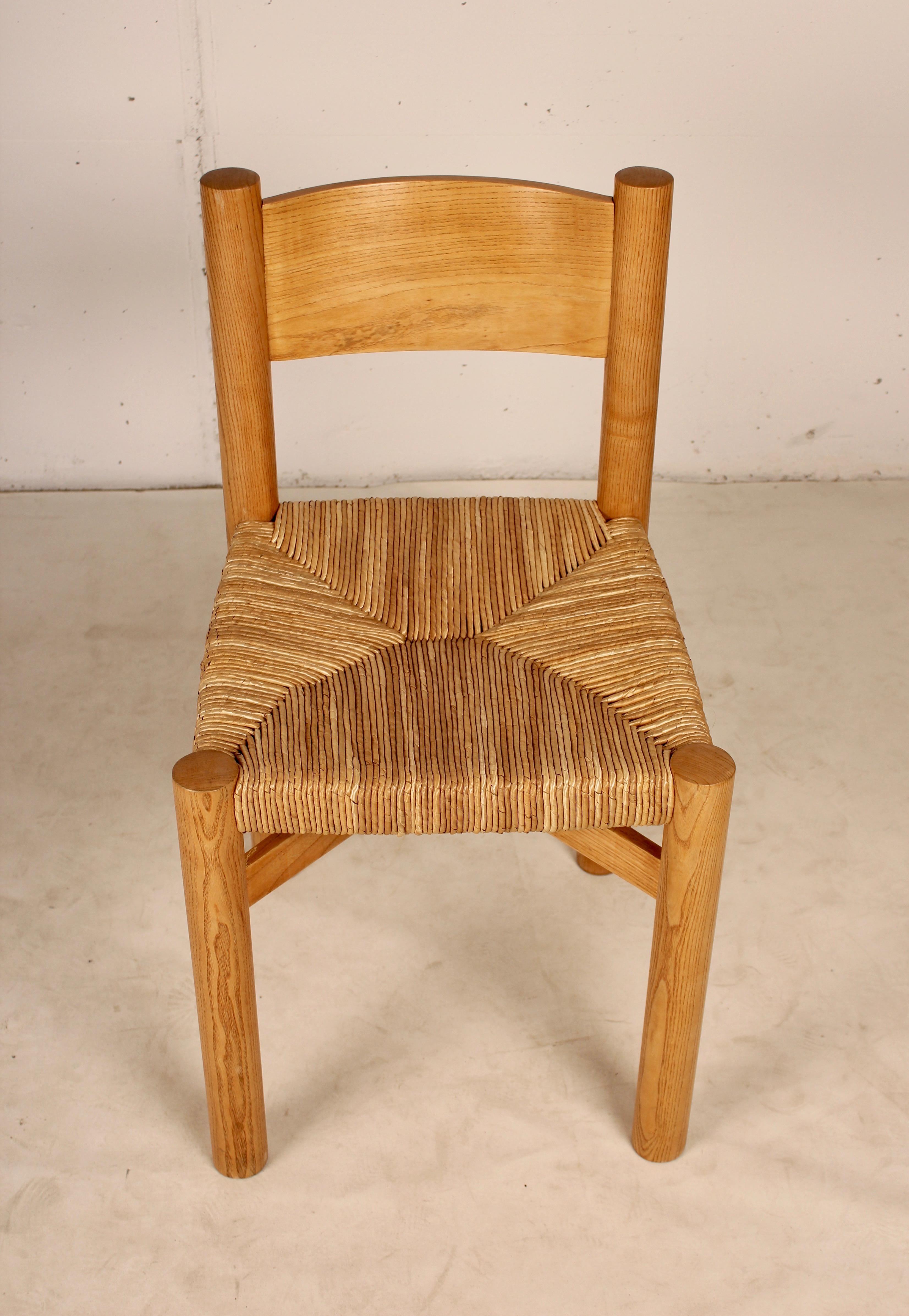 Charlotte Perriand Méribel Stuhl für Steph Simon, 1960 (Stroh) im Angebot