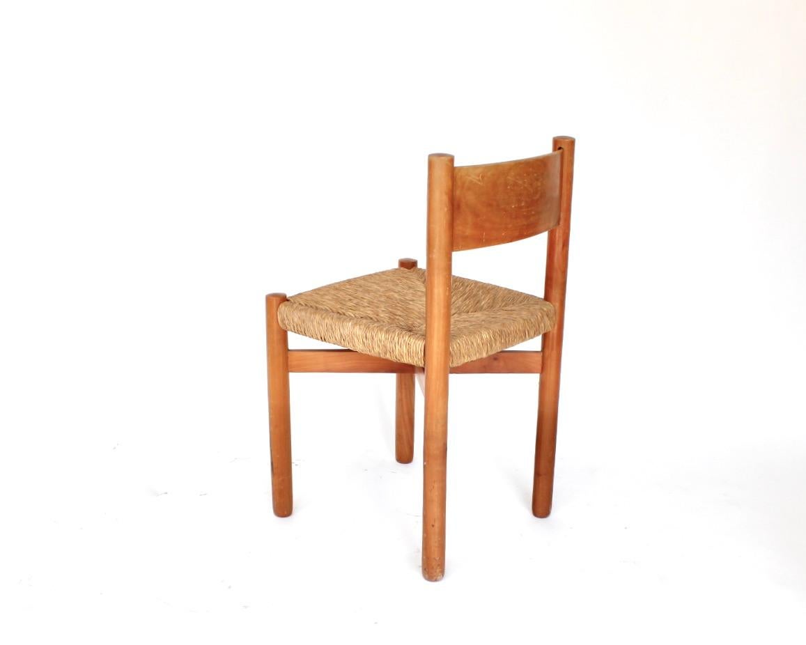Charlotte Perriand Meribel Oak and Rush Dining Chair Les Arcs In Good Condition For Sale In Chicago, IL