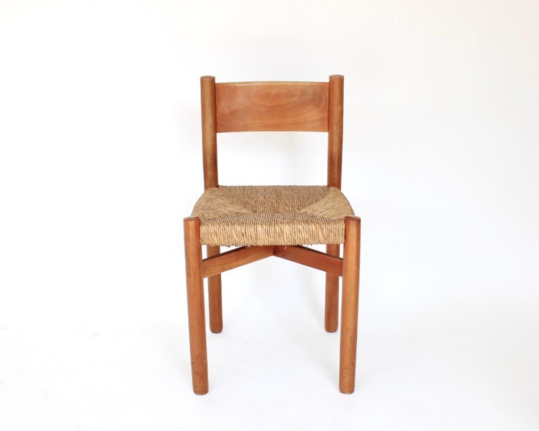 Charlotte Perriand Meribel Oak and Rush Dining Chair Les Arcs For Sale 3