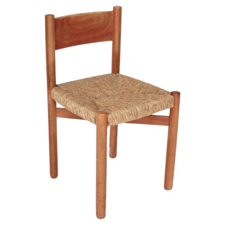 Charlotte Perriand Meribel Oak and Rush Dining Chair Les Arcs For Sale