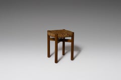 Charlotte Perriand ‘Meribel’ Stool in Stained Ash and Rush