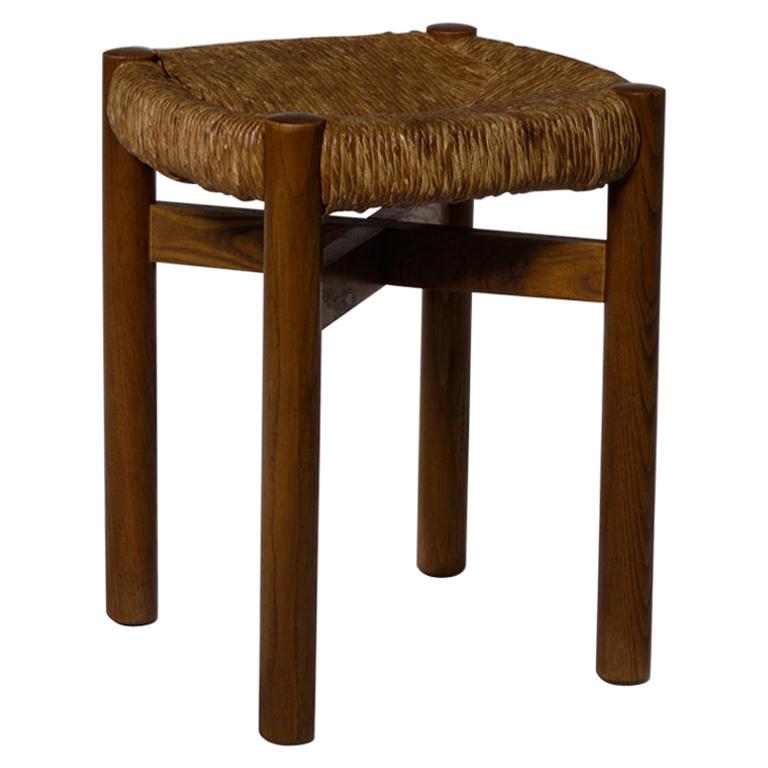 Charlotte Perriand ‘Meribel’ Stool in Stained Ash and Rush