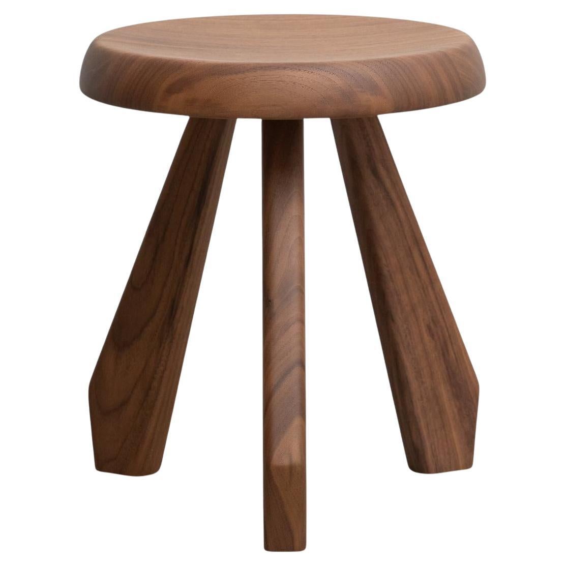 Charlotte Perriand Meribel Stool in Walnut Wood, Modern Design, Available Now