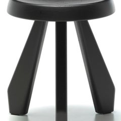 Charlotte Perriand Meribel Wood Stool by Cassina, Black Oak, Modern