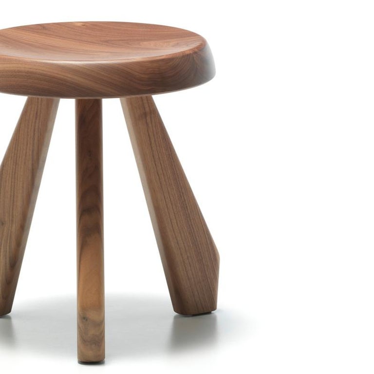 Mid-Century Modern Charlotte Perriand Meribel Wood Stool by Cassina For Sale