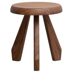 Charlotte Perriand Meribel Wood Stool, Walnut, Mid-Century Modern, In Stock Now