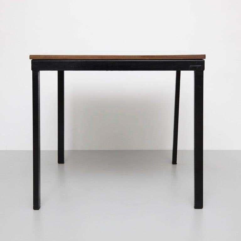 Mid-Century Modern Charlotte Perriand Metal, Wood and Formica Bridge Table for Cansado, circa 1950 For Sale
