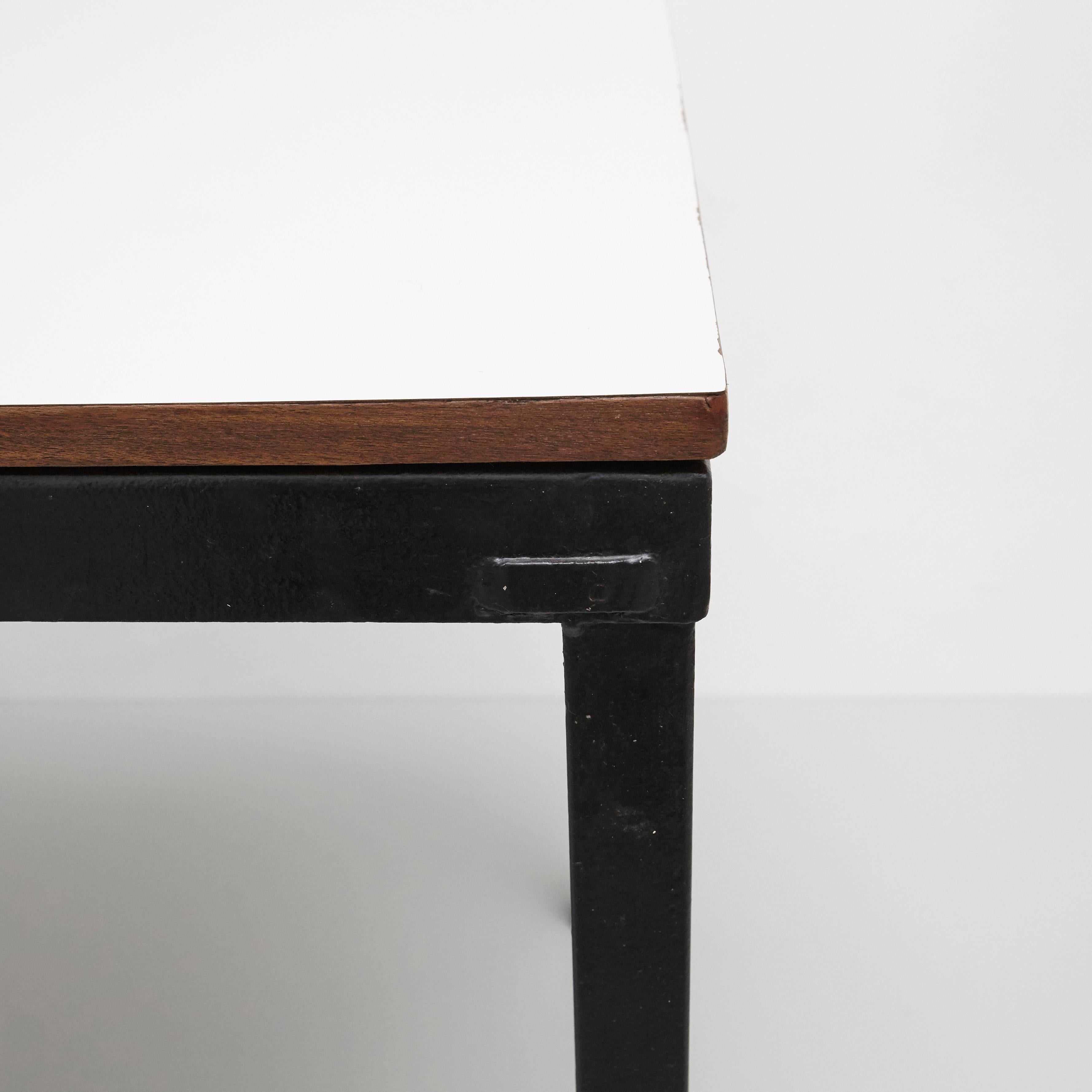 Steel Charlotte Perriand Metal, Wood and Formica Bridge Table for Cansado, circa 1950
