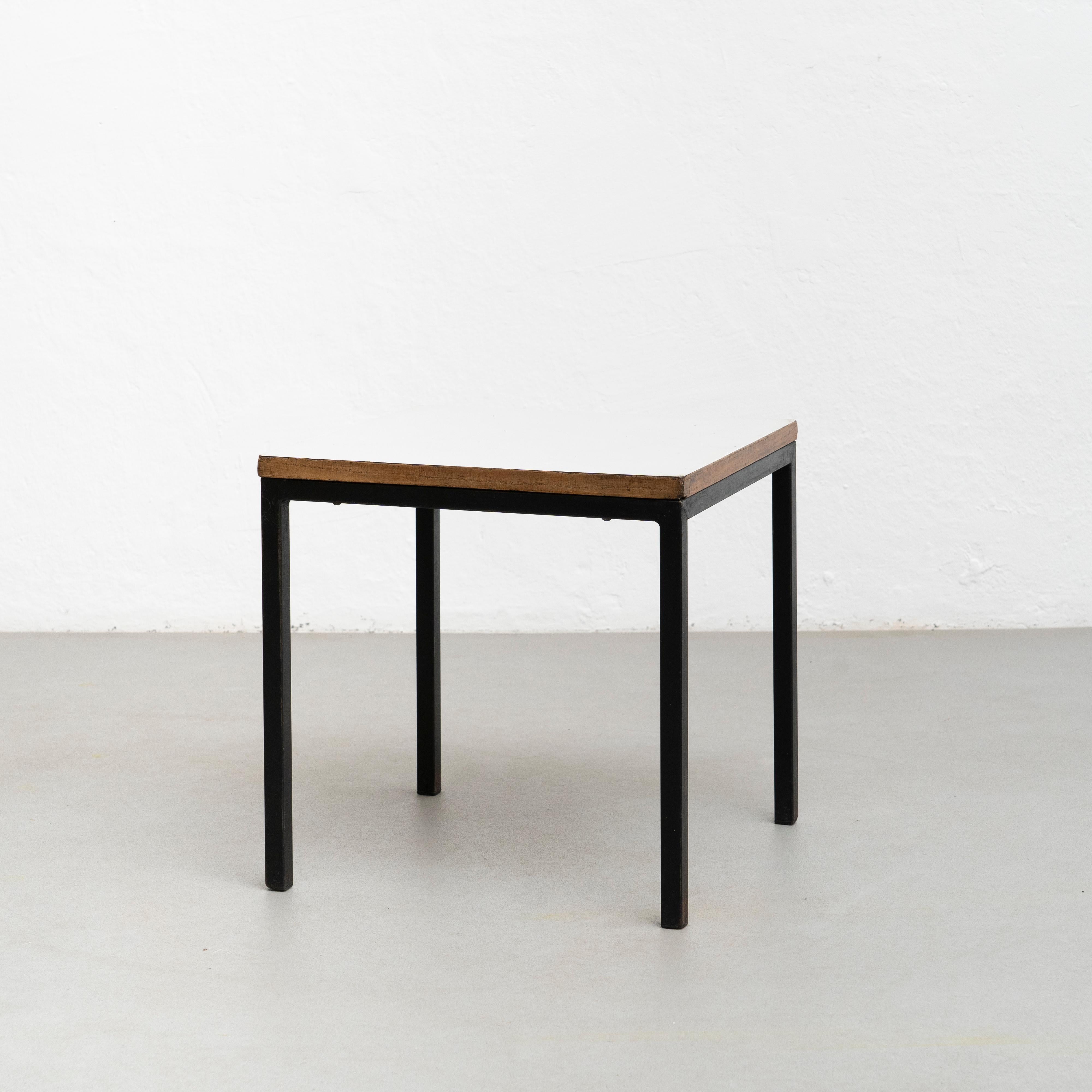 Mid-Century Modern Charlotte Perriand Metal, Wood and Formica Table for Cansado, circa 1950
