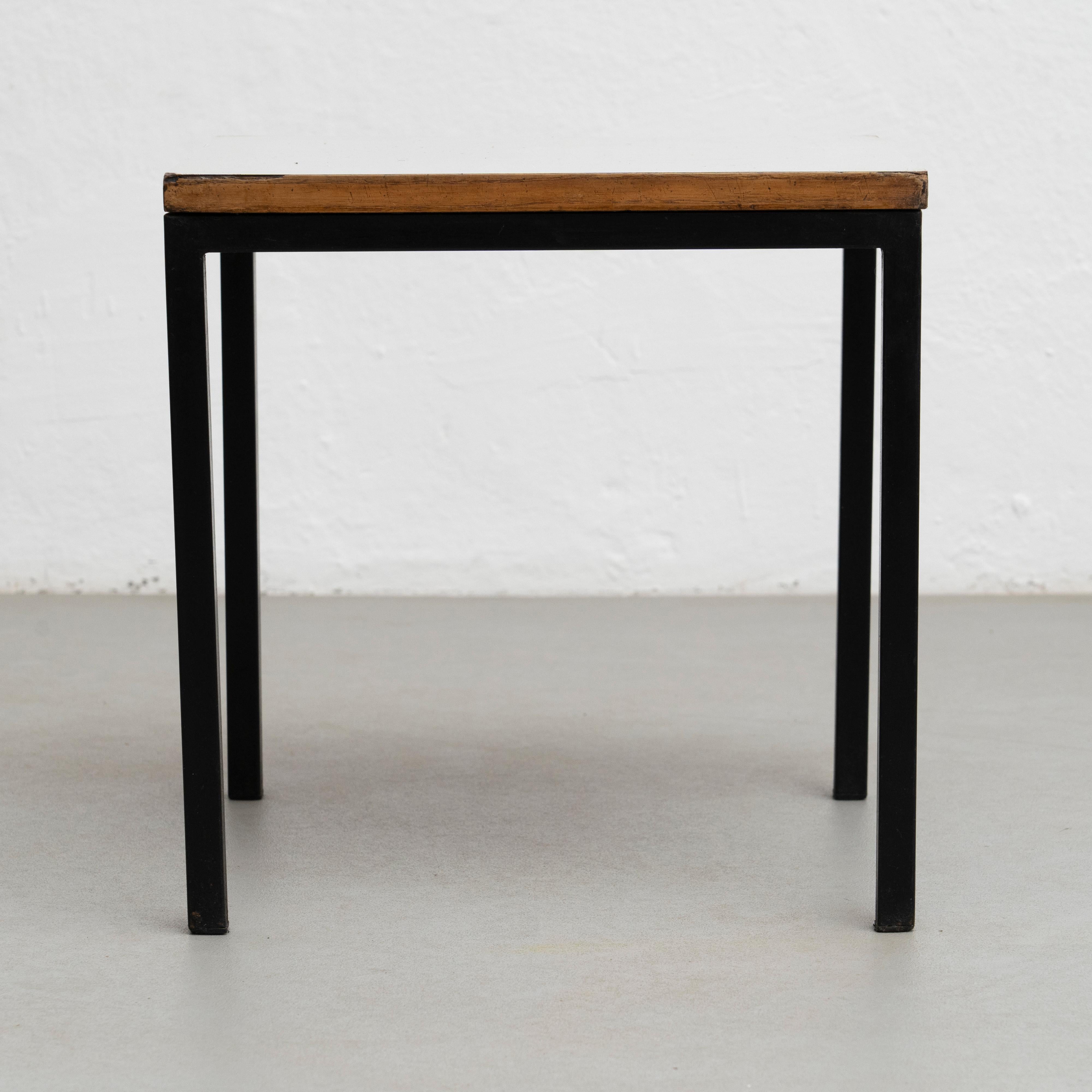 Charlotte Perriand Metal, Wood and Formica Table for Cansado, circa 1950 In Good Condition In Barcelona, Barcelona