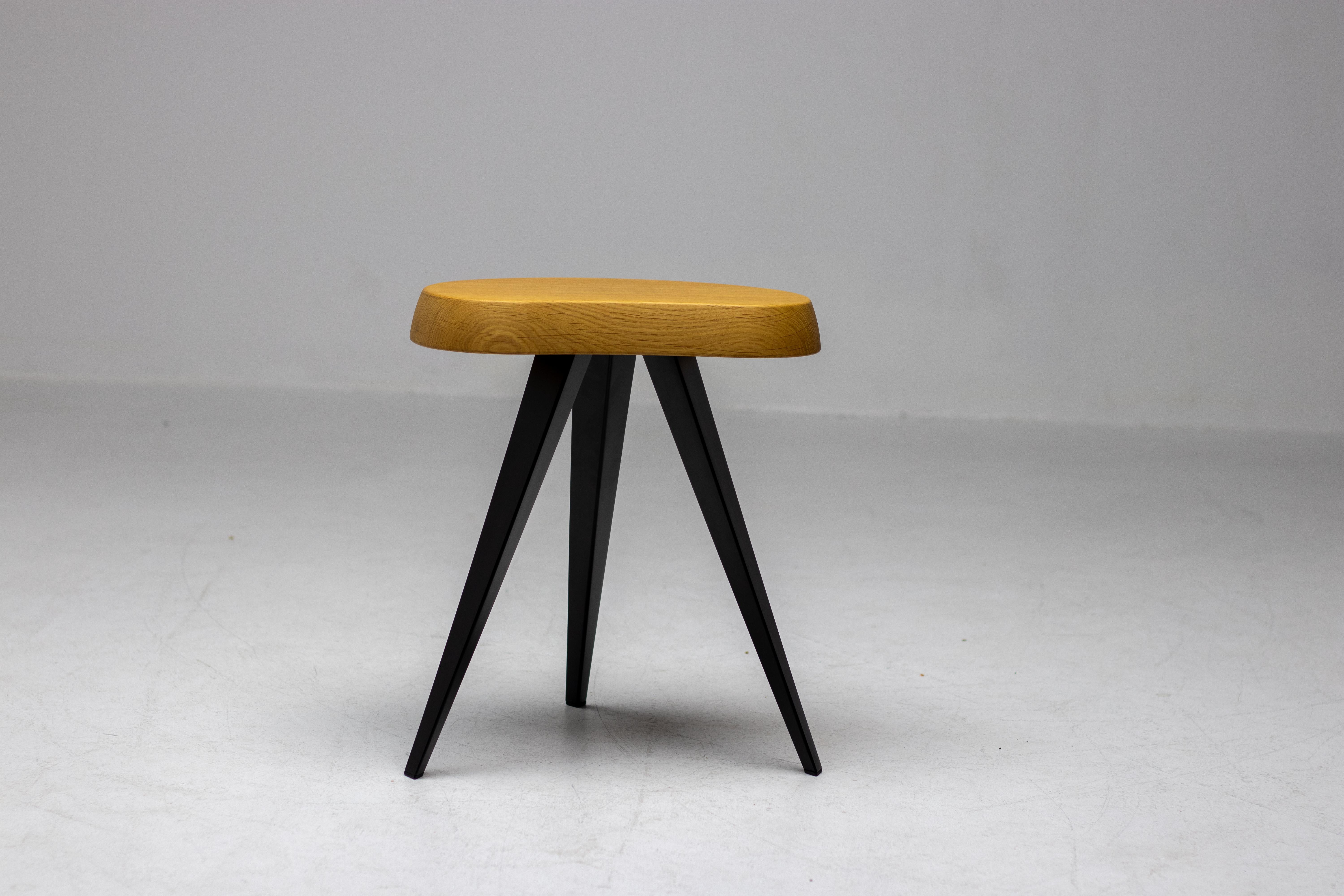Stool designed by Charlotte Perriand circa 1952. Manufactured in 2019 by Cassina, Italy. 
Lovingly cared for by an avid collector of Jean Prouvé, Le Corbusier and Charlotte Perriand furniture.
Desirable very low number, one of the very first stools