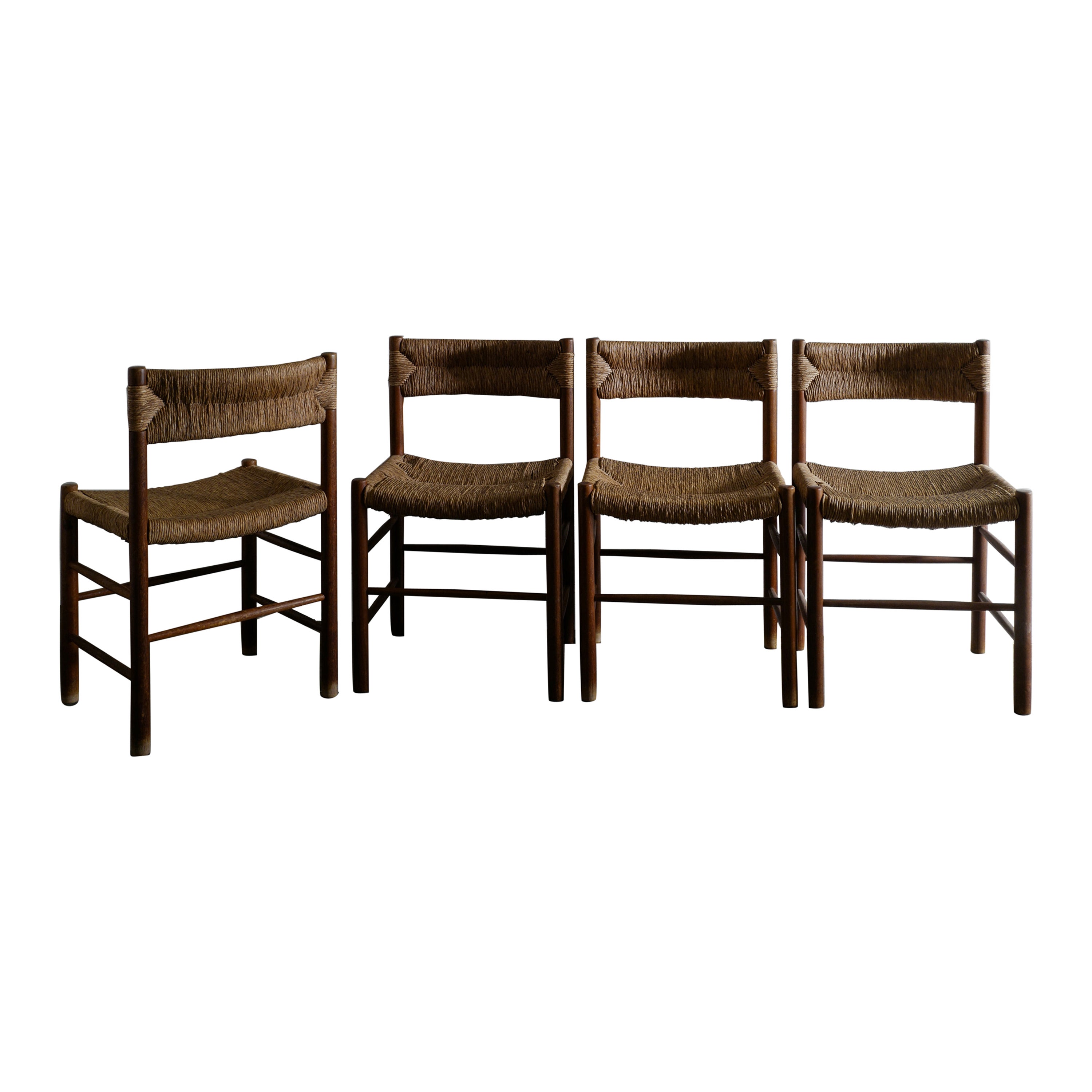 Charlotte Perriand Mid Century "Dordogne" Dining Chairs for Robert Sentou, 1960s