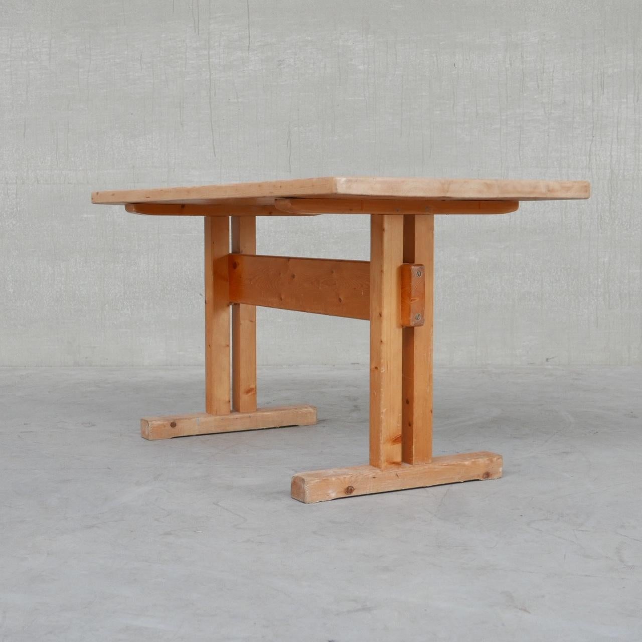 A blonde pine dining table designed by Charlotte Perriand for Les Arcs ski resort. 

France, c1960s. 

One of a run of 10 dining tables of varying sizes and condition we have sourced from Les Arcs. 

Timeless design from an amazing design