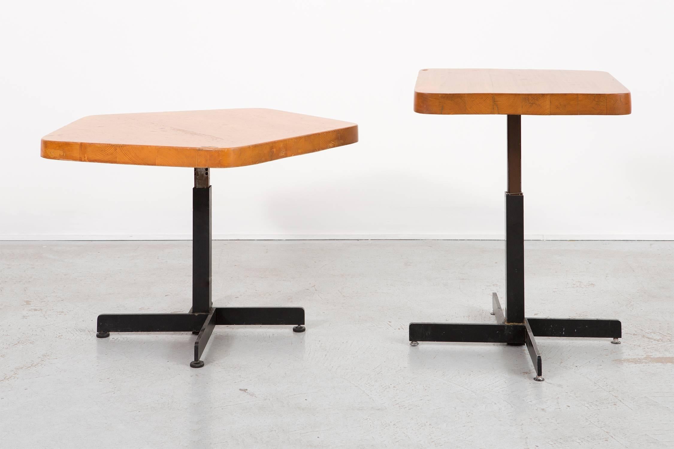 Steel Charlotte Perriand Mid-Century Modern Adjustable Pentagonal Table for Les Arcs For Sale