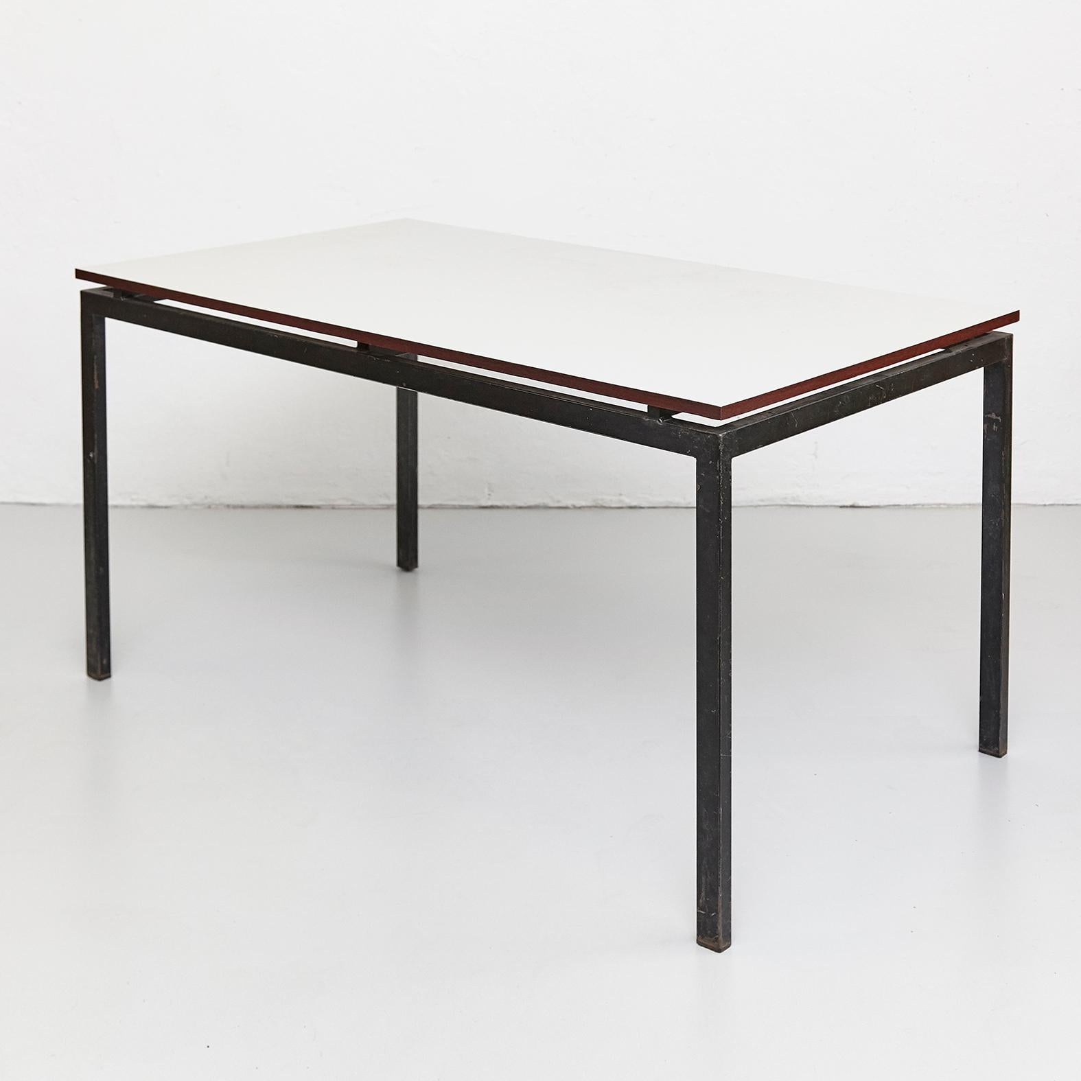 French Charlotte Perriand Mid-Century Modern Black and Grey Cansado Table, circa 1950