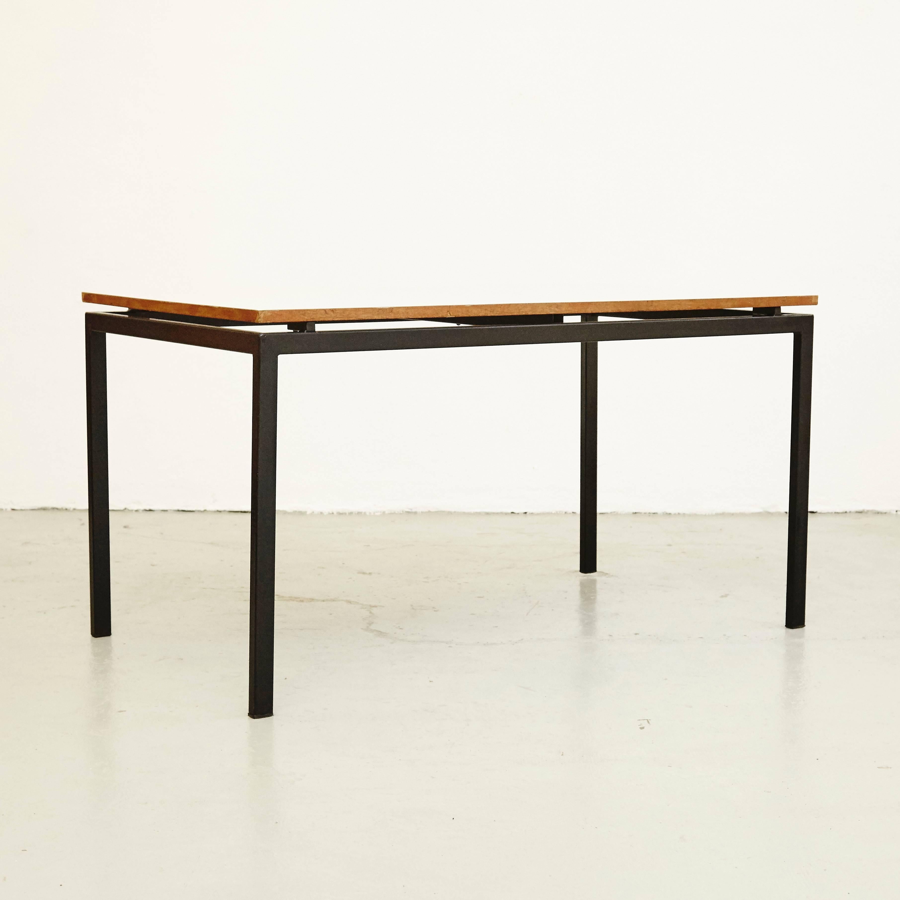 French Charlotte Perriand Mid-Century Modern Metal and Formica Cansado Table circa 1950