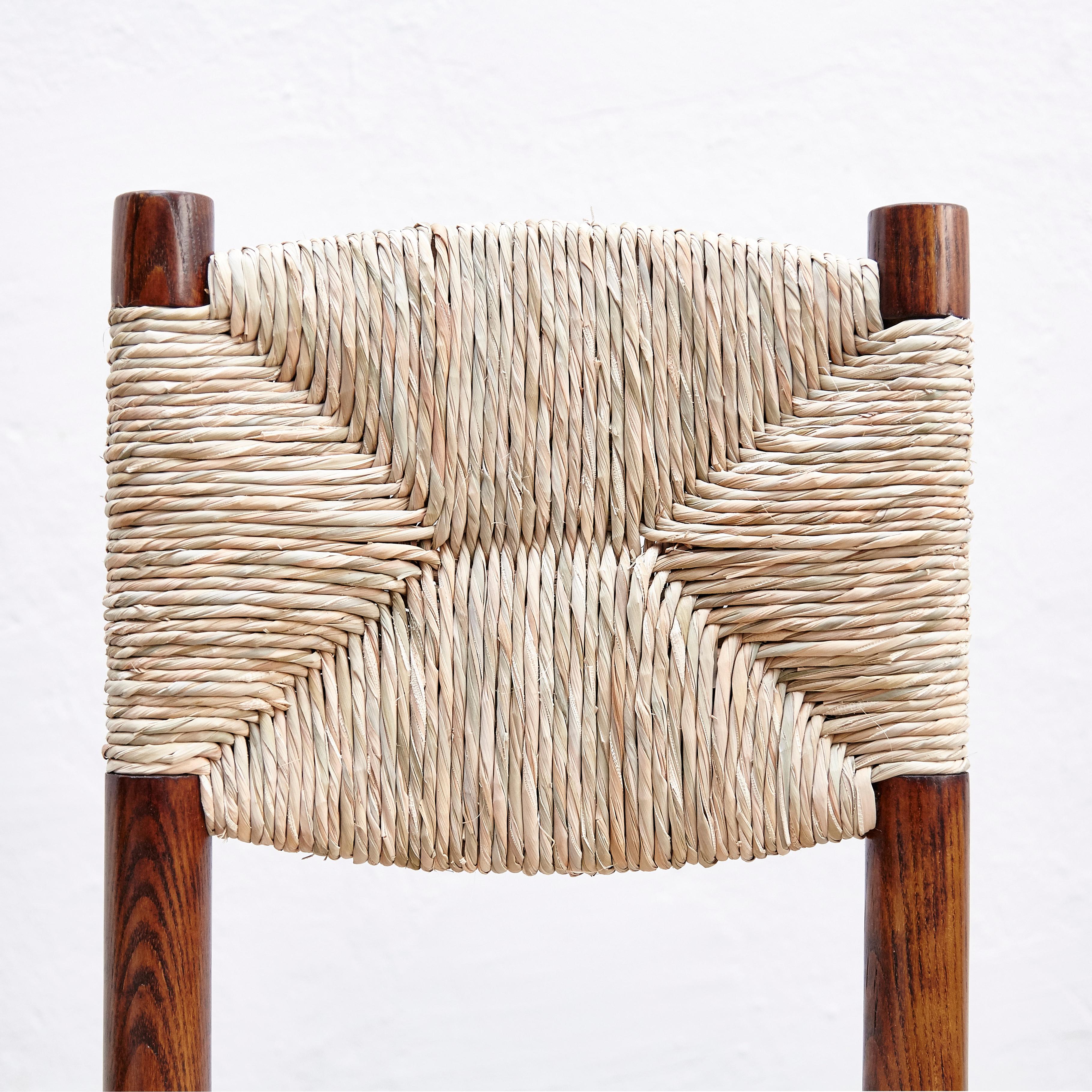 Charlotte Perriand Mid-Century Modern, Oak Rattan, Model 19 Bauche Chair, 1950 5