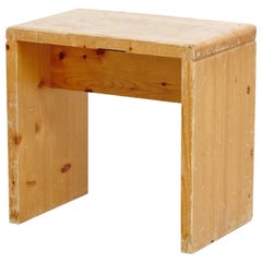 Charlotte Perriand Mid-Century Modern Pine Wood Stool for Les Arcs