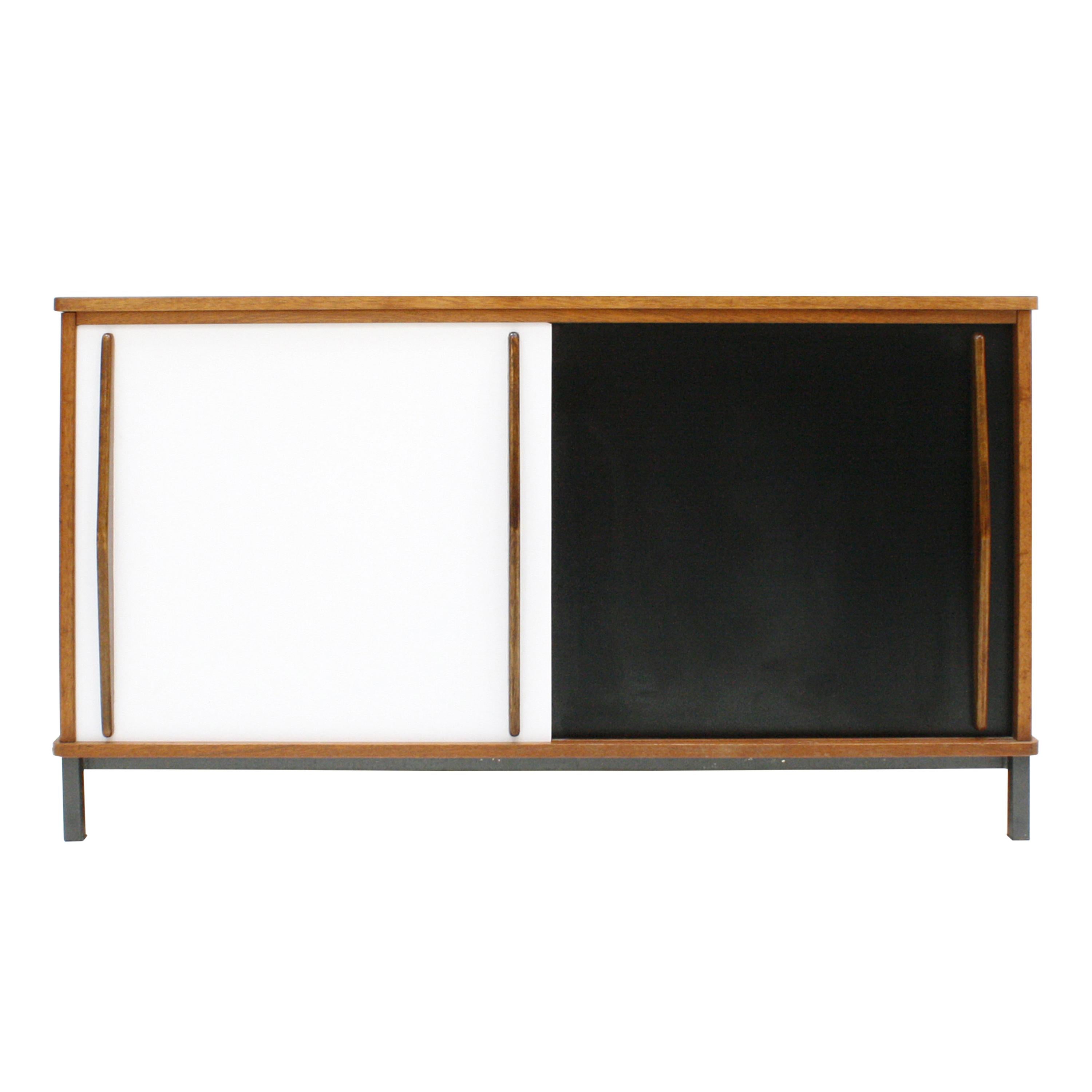 Charlotte Perriand Mid-Century Modern Wood and Metal "Cansado" French Sideboard