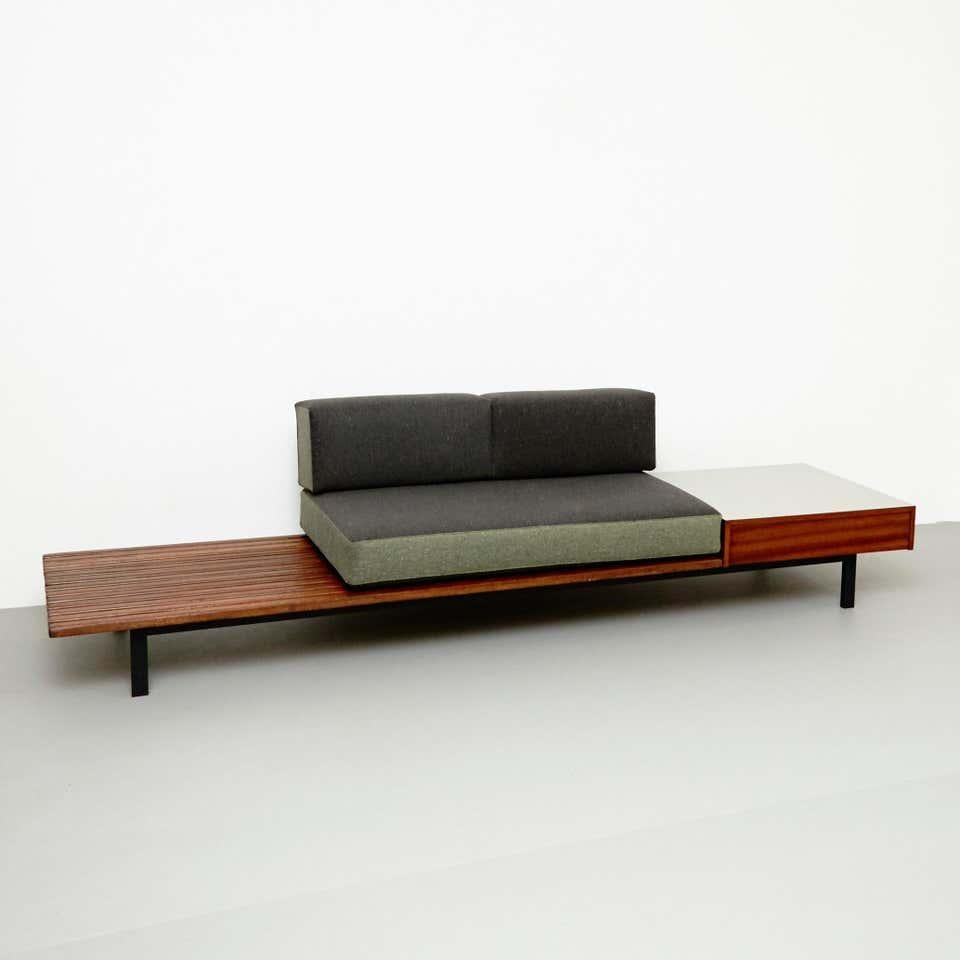 French Charlotte Perriand Mid-Century Modern Wood Bench for Cansado circa 1958 For Sale