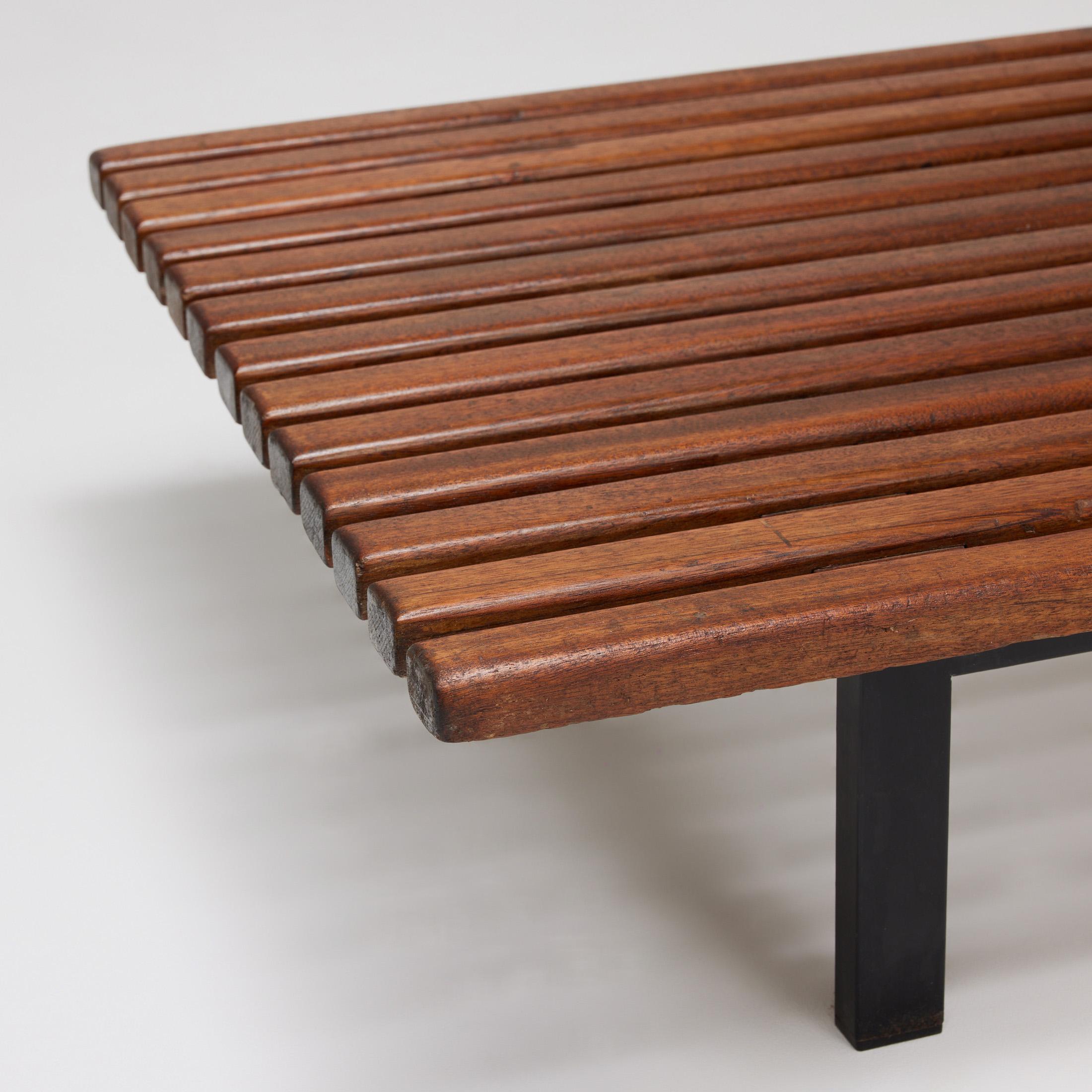 Metal Charlotte Perriand Mid-Century Modern Wood Bench for Cansado circa 1958 For Sale