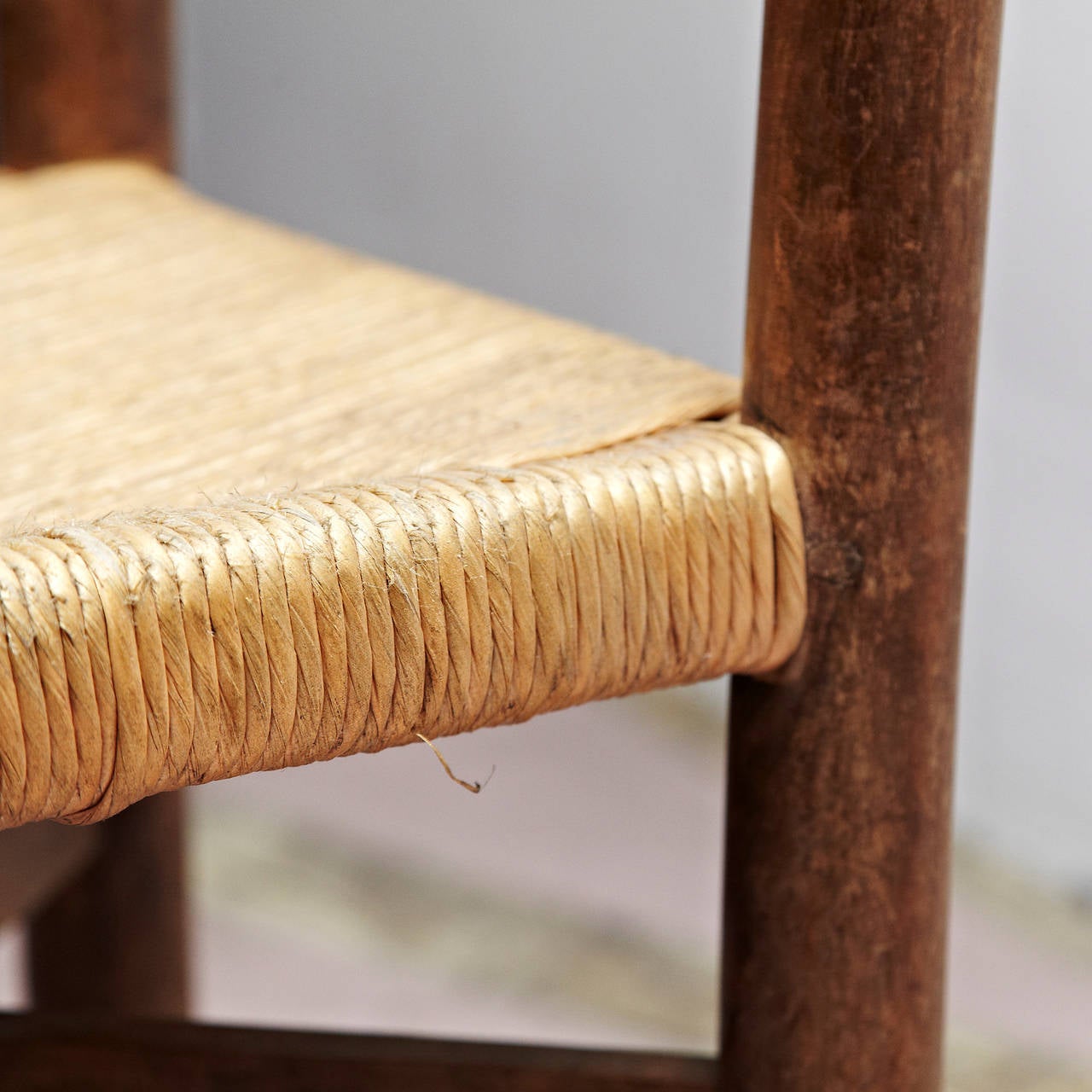Rush Charlotte Perriand Mid-Century Modern Wood Meribel French Chair, circa 1950