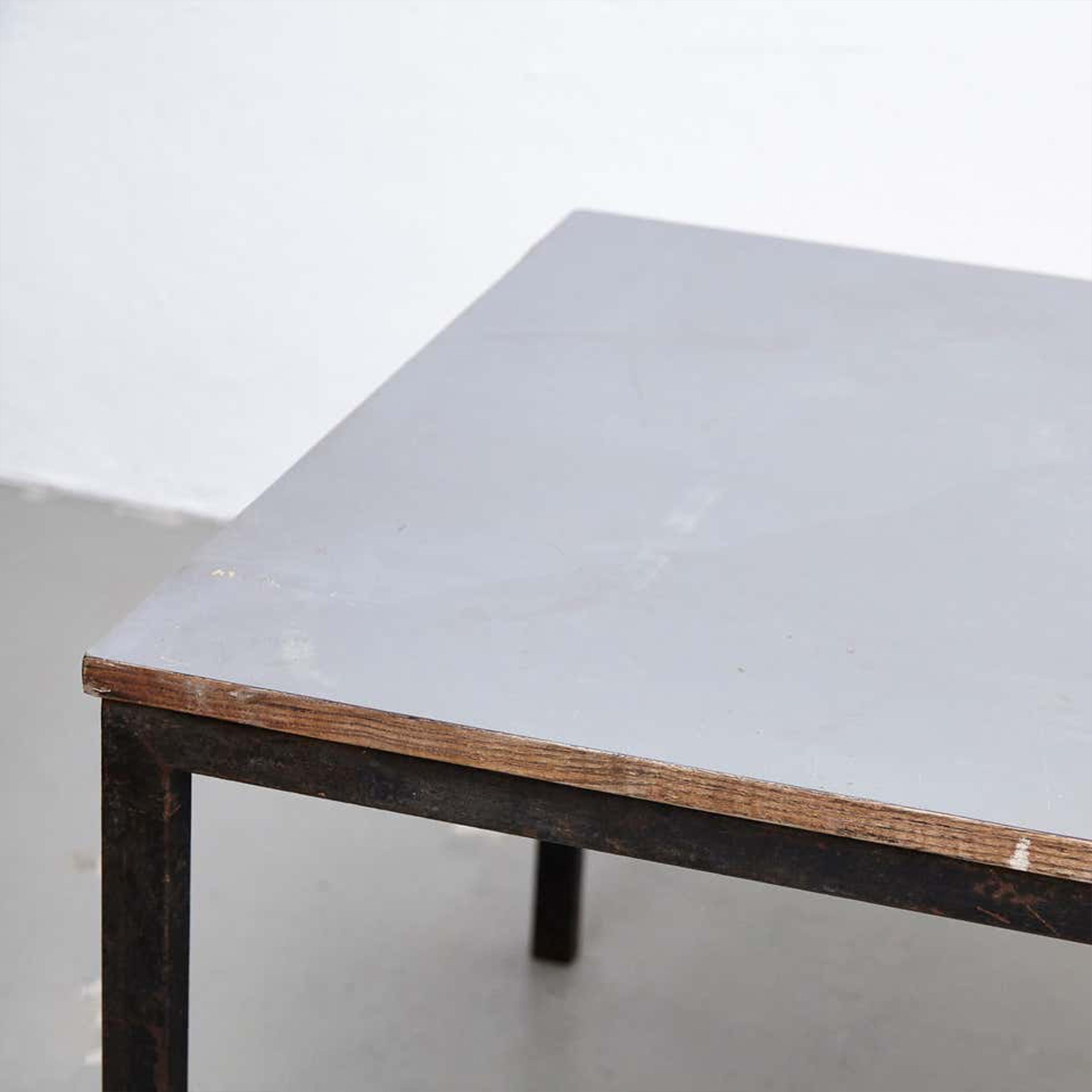 Charlotte Perriand, Mid-Century Modern, Wood Metal Cansado Table, circa 1950 In Good Condition In Barcelona, Barcelona