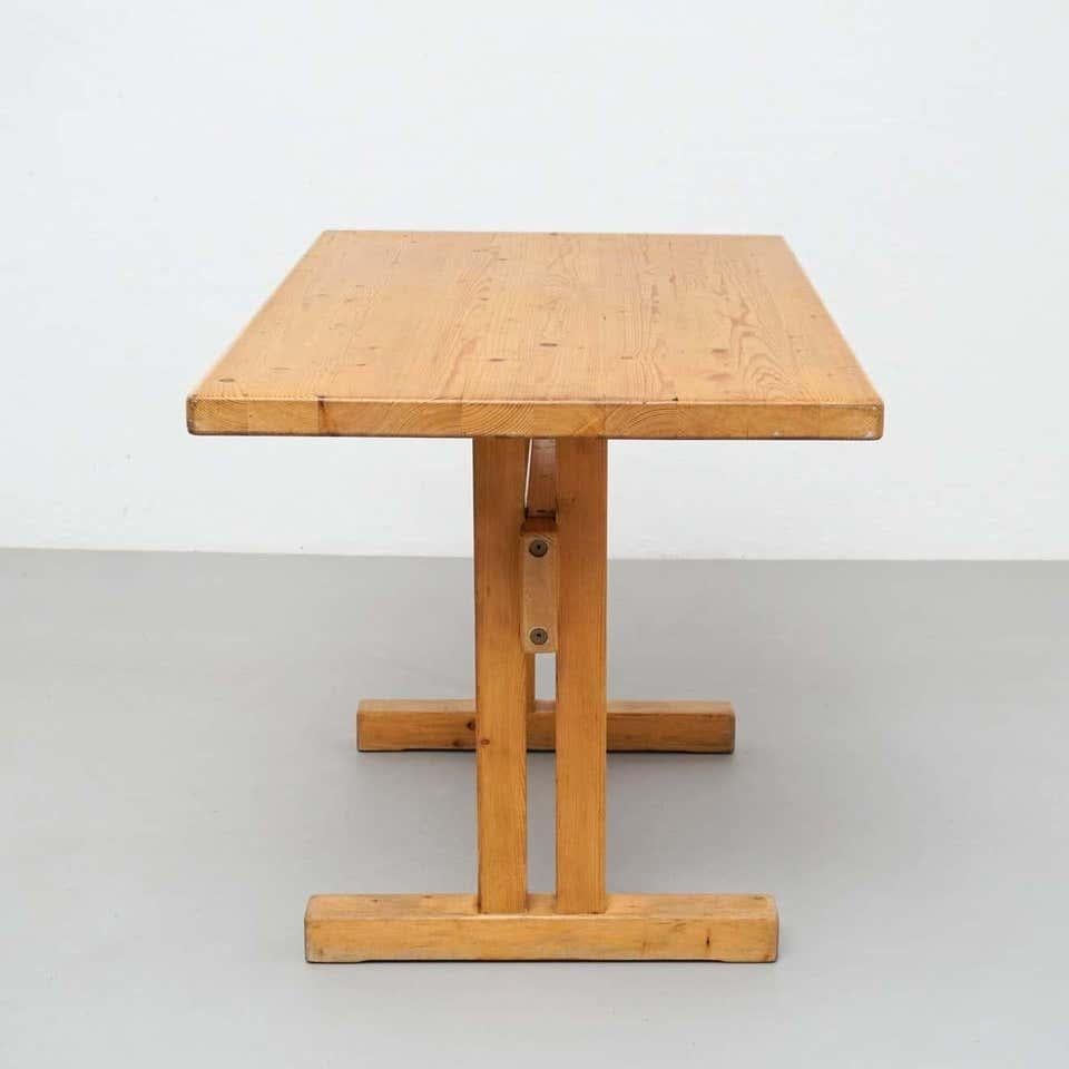 French Charlotte Perriand, Mid-Century Modern Wood Table for Les Arcs, circa 1960