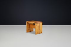 Charlotte Perriand Mid-Century Pine Stool, Les Arcs Ski Resort, 1960s