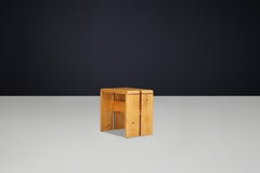 Charlotte Perriand Mid-Century Pine Stool, Les Arcs Ski Resort, 1960s