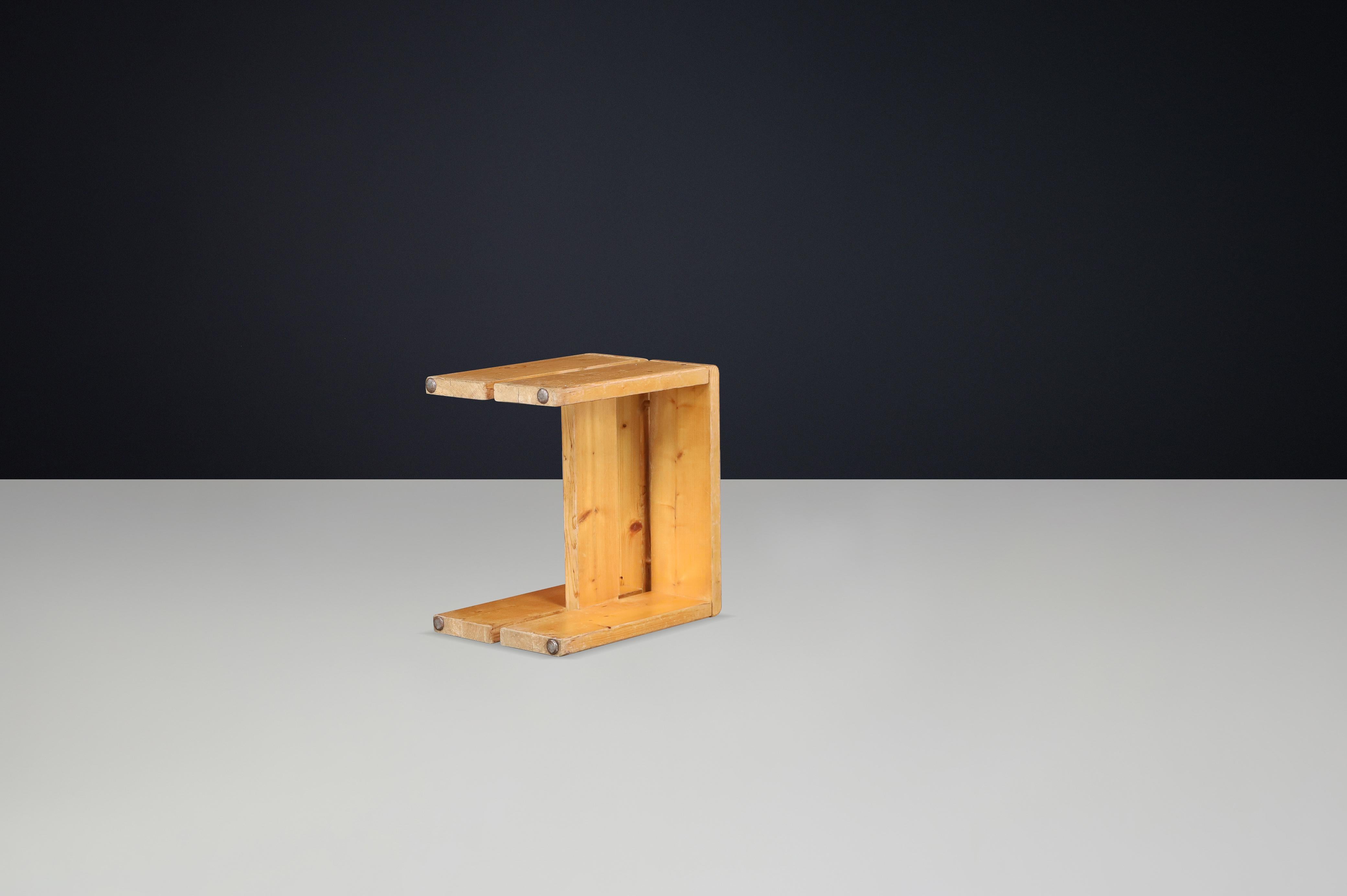 20th Century Charlotte Perriand Mid-Century Pine Stool, Les Arcs Ski Resort, 1960s For Sale