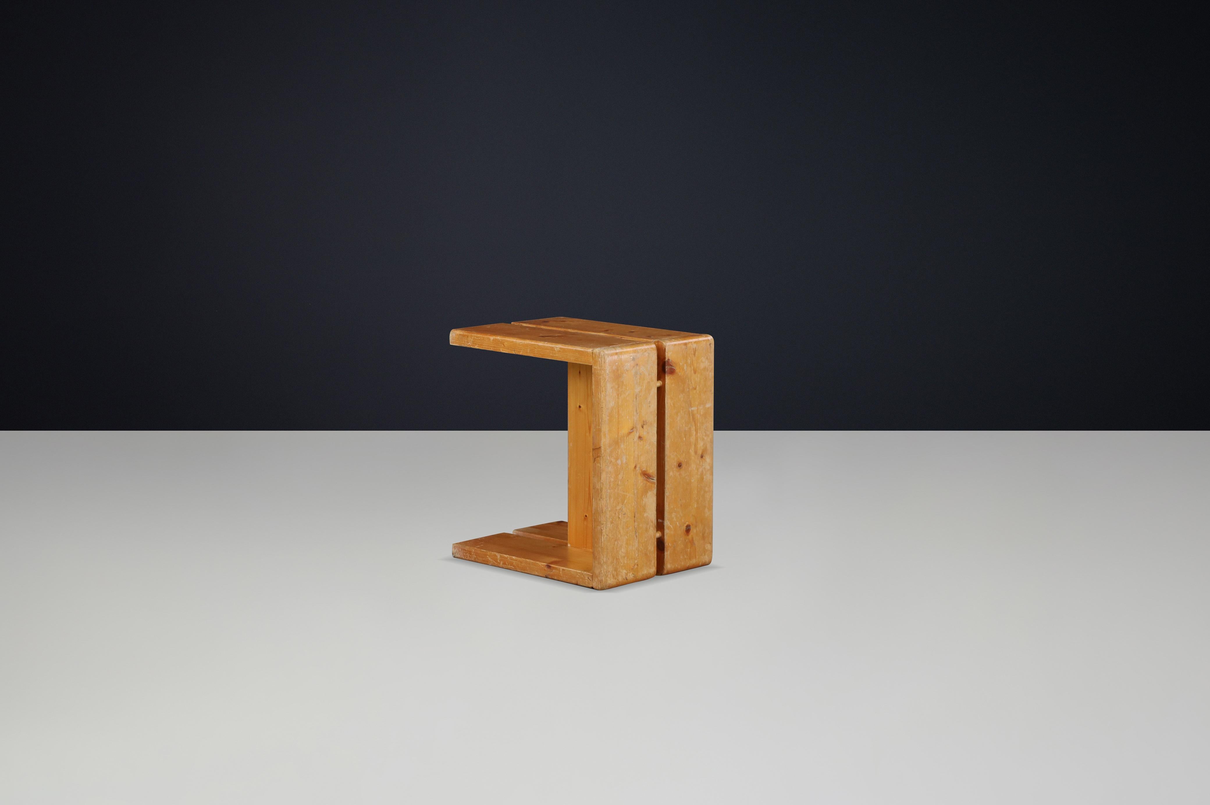 20th Century Charlotte Perriand Mid-Century Pine Stool, Les Arcs Ski Resort, 1960s For Sale