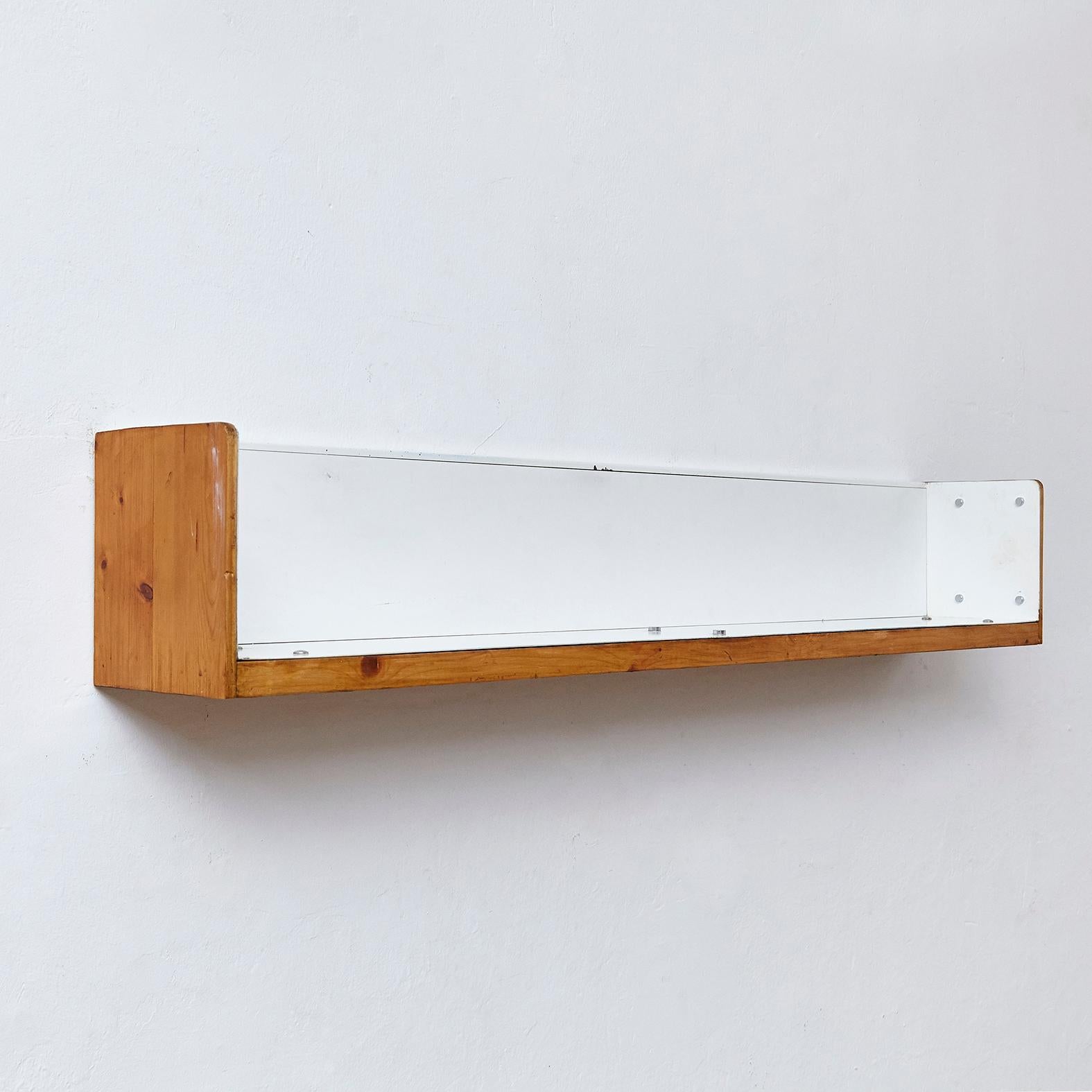 French Charlotte Perriand Mid-Century Modern Wood Metal Shelve for Les Arcs