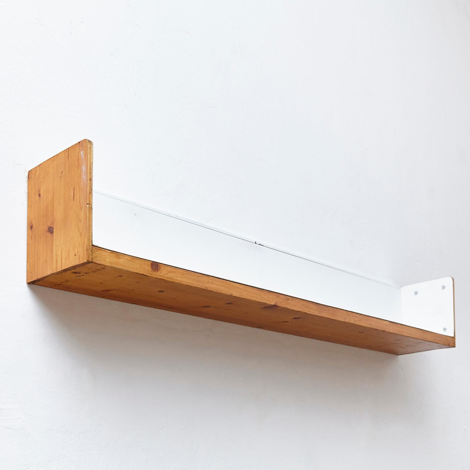 Lacquered Charlotte Perriand Mid-Century Modern Wood Metal Shelve for Les Arcs