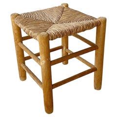 Charlotte Perriand Midcentury "Bauche" Rush Stool, Ash, 1960s, France