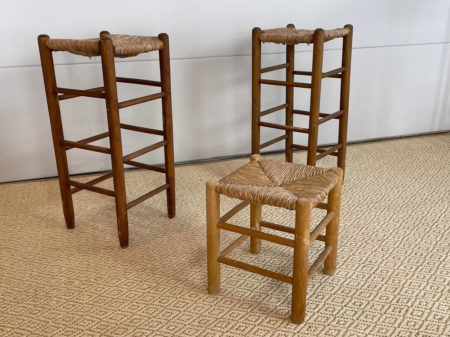 Charlotte Perriand Midcentury Rush Bar Stools, 1960s, France 1